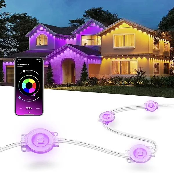 Nexillumi 300ft Permanent Outdoor Lights for House, 2025 New Smart RGB Christmas Lights Outdoor with APP Remote Control, IP67 Waterproof Eternity Eaves Lighting for Halloween Christmas Decorations