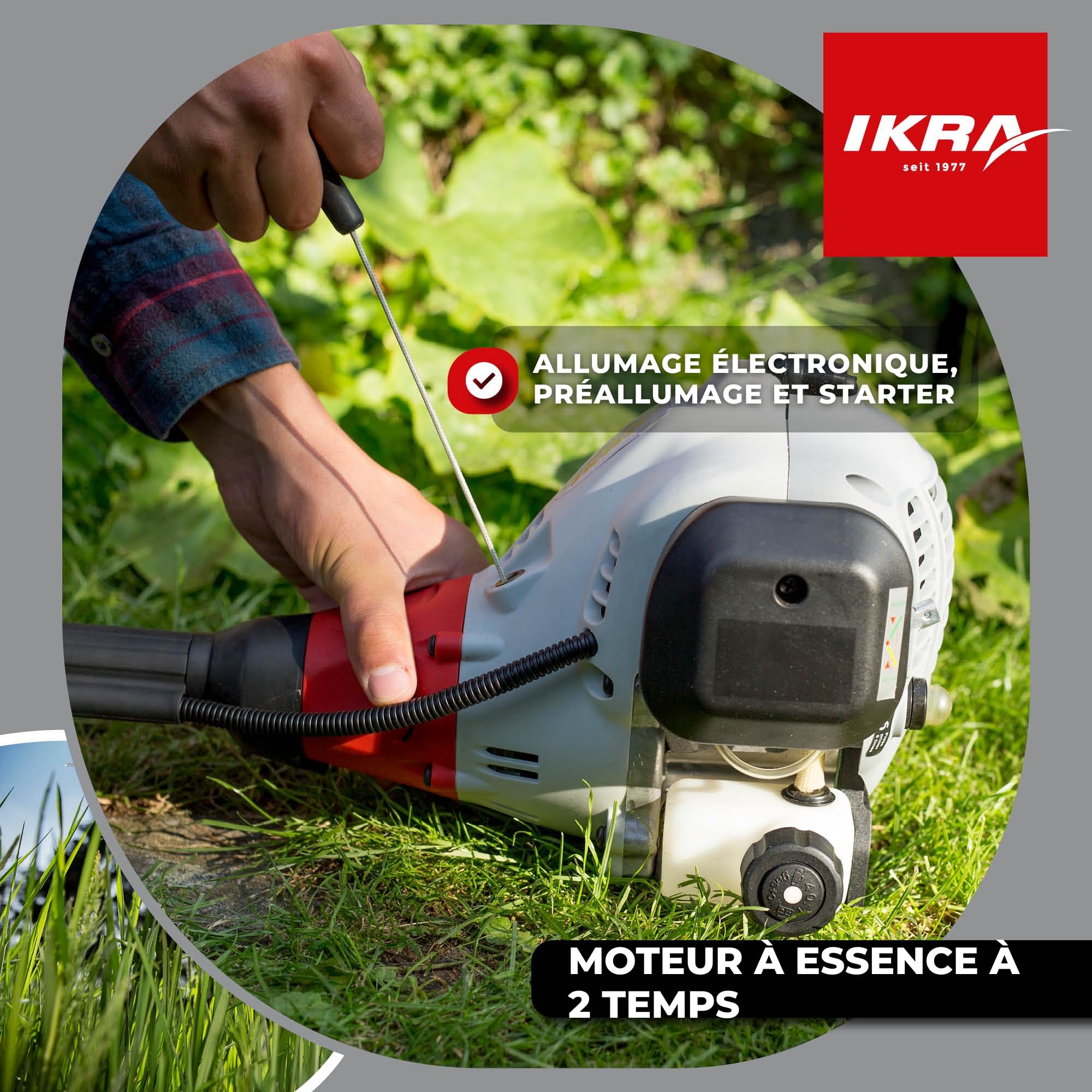IKRA débroussailleuse à Essence IBF 25-1 avec Bobine de Fil & Lame