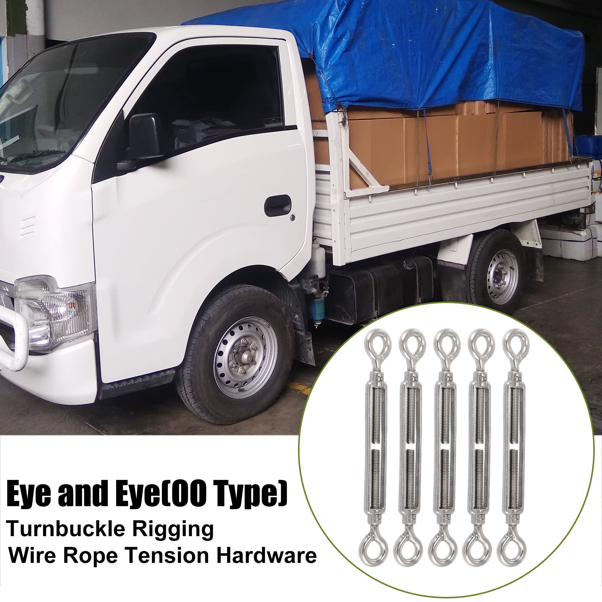 2pcs M6 6mm OO Type Eye And Eye Car Turnbuckle Rigging Wire Rope Tension Screw 304 Stainless Steel Adjustable