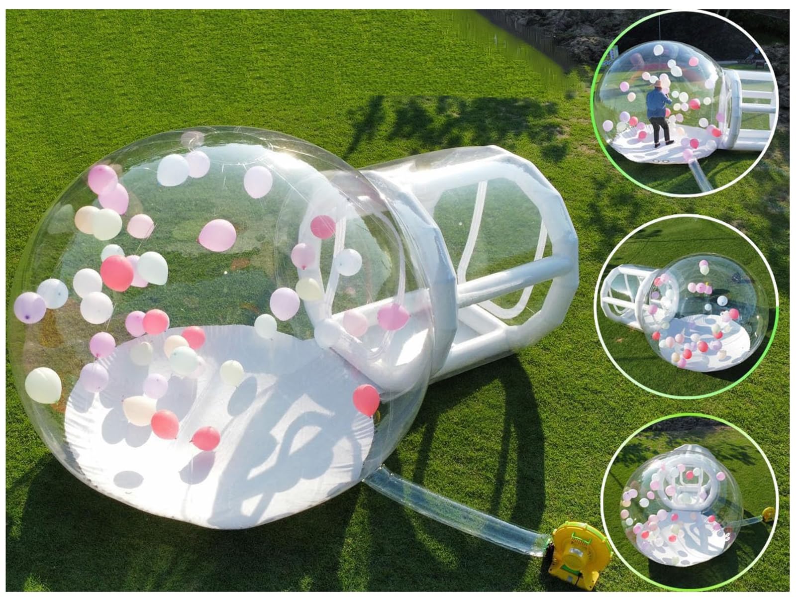 asdchZen Transparent Inflatable Bubble Tent, Inflatable Bubble Tent 3m 10ft Diameter with 2m Tunnel Transparent Tarpaulin PVC