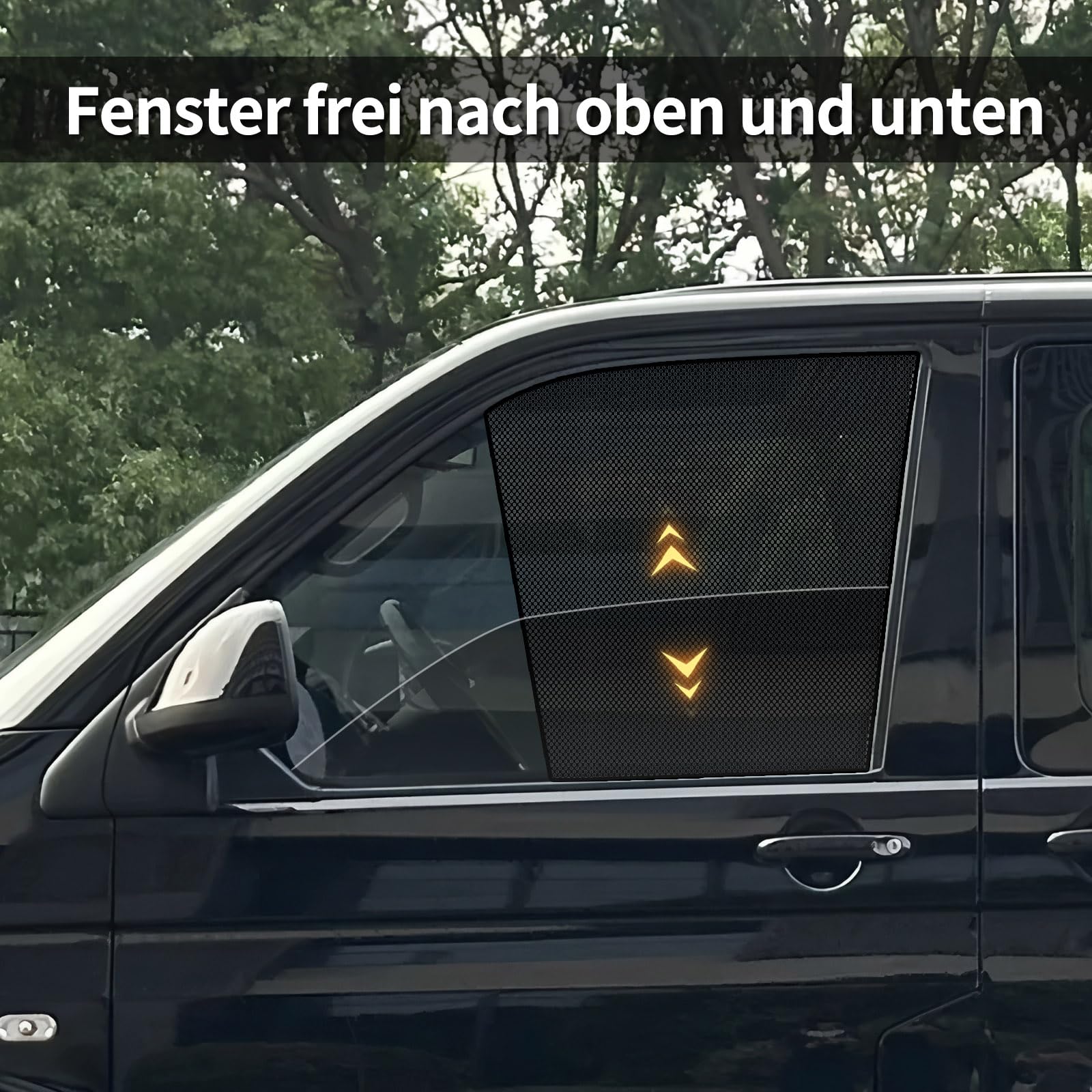 VW T6 (2015-2024) für Spezielle Sonnenschutzvorrichtungen für Seitenfenster, Netz-Sonnenschutz für Autofenster, atmungsaktiv, UV-Schutz und Wärmeisolierung (Side Window, front-2pcs)