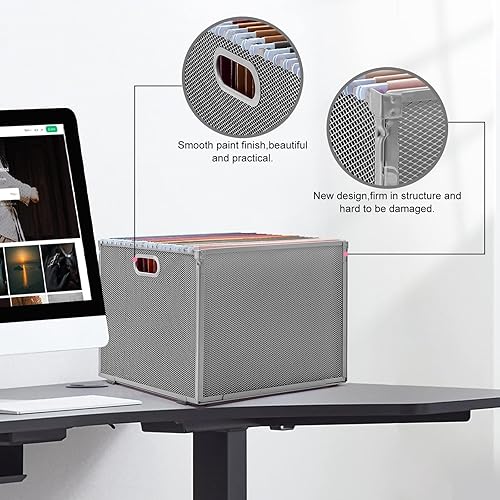 Miniatura 5 de Oterri Organizador de archivos colgante de escritorio, caja de archivos colgante gris portátil, organizador de carpetas colgantes plegable de 12.2 x
