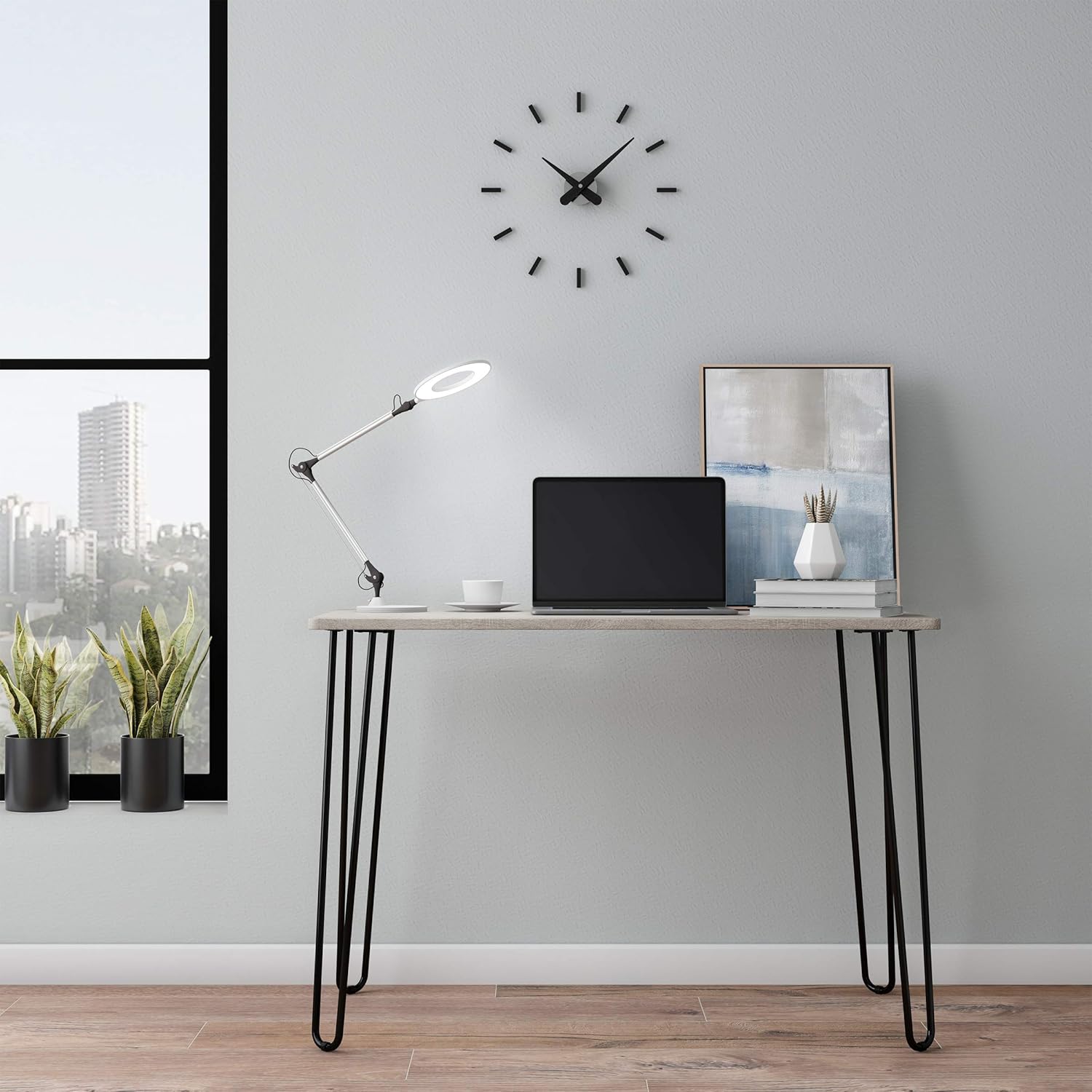 Lavish Home LED Desk Lamp - Swing Arm Architect Lamp - Adjustable Natural Sun Lighting for Home Office, Bedroom, or Dorm Room (White)