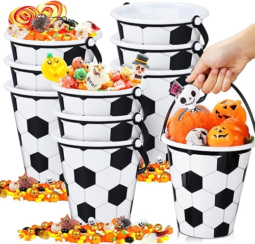 Jenaai Paquete de 10 cubos de Halloween para dulce o truco, cesta temática deportiva para golosinas o juguetes, cesta de dulces, cubo de plástico