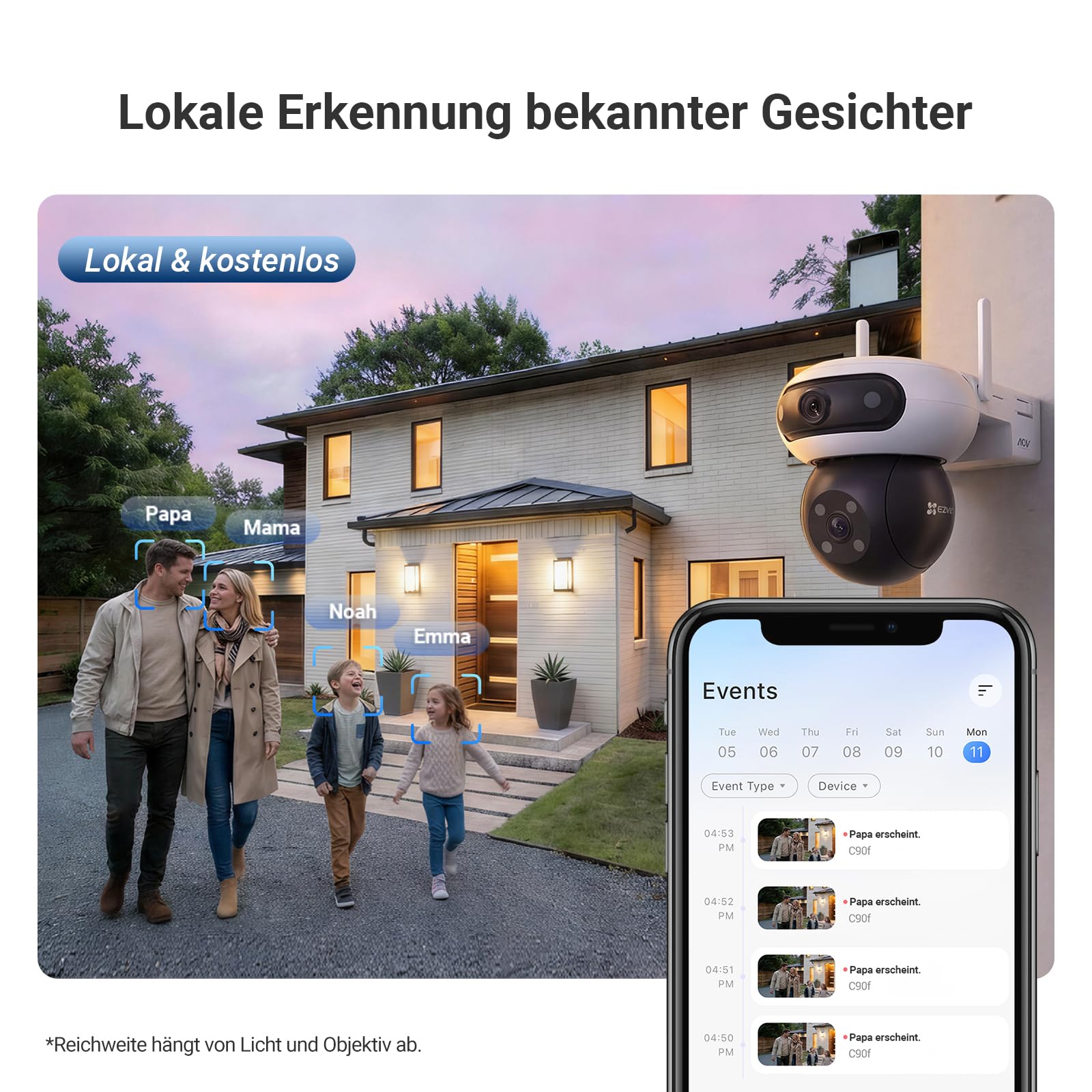 EZVIZ 3K+3K Akku Überwachungskamera Aussen mit 8W Solarpanel CB90 Dual | Dual-Objektiv, 10400mAh Batterie, Auto-Tracking, Farbnachtsicht, Personen/Fahrzeugerkennung, Zwei-Wege-Audio, Ohne Abo