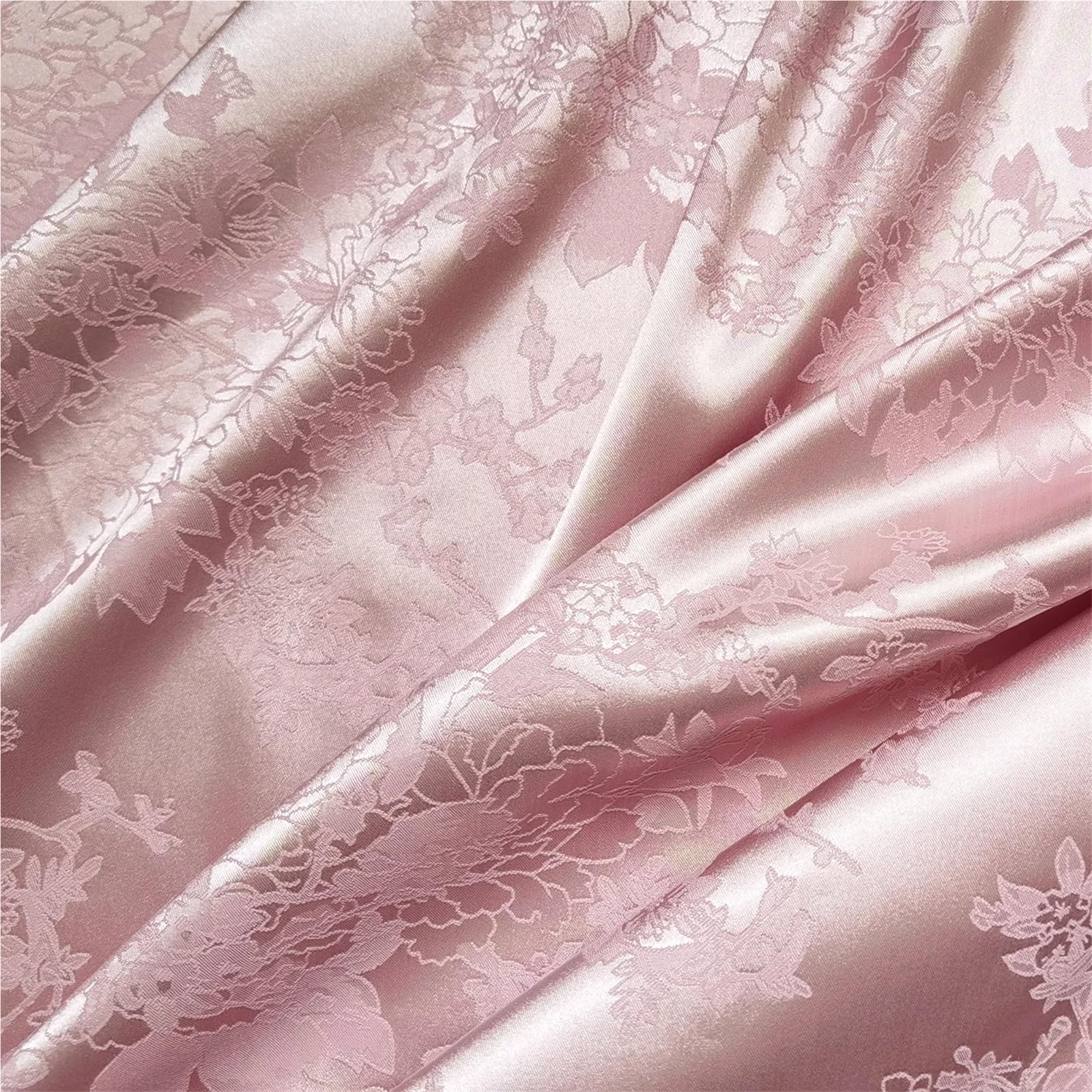Żakardowa satynowa tkanina 142 cm szerokości, kwiatowy, brokat, jedwabista charmeuse, adamaszkowa, sukienka kimono, materiał podszewki, materiał do szycia (nr 7, złoto-brązowy, 2 x 1,48 m)
