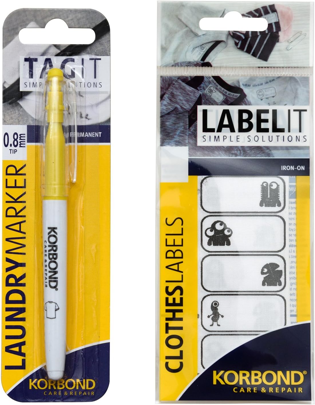 Korbond Set 1 x Permanent Marker Pen, Fabrics & Laundry Items & 12 x