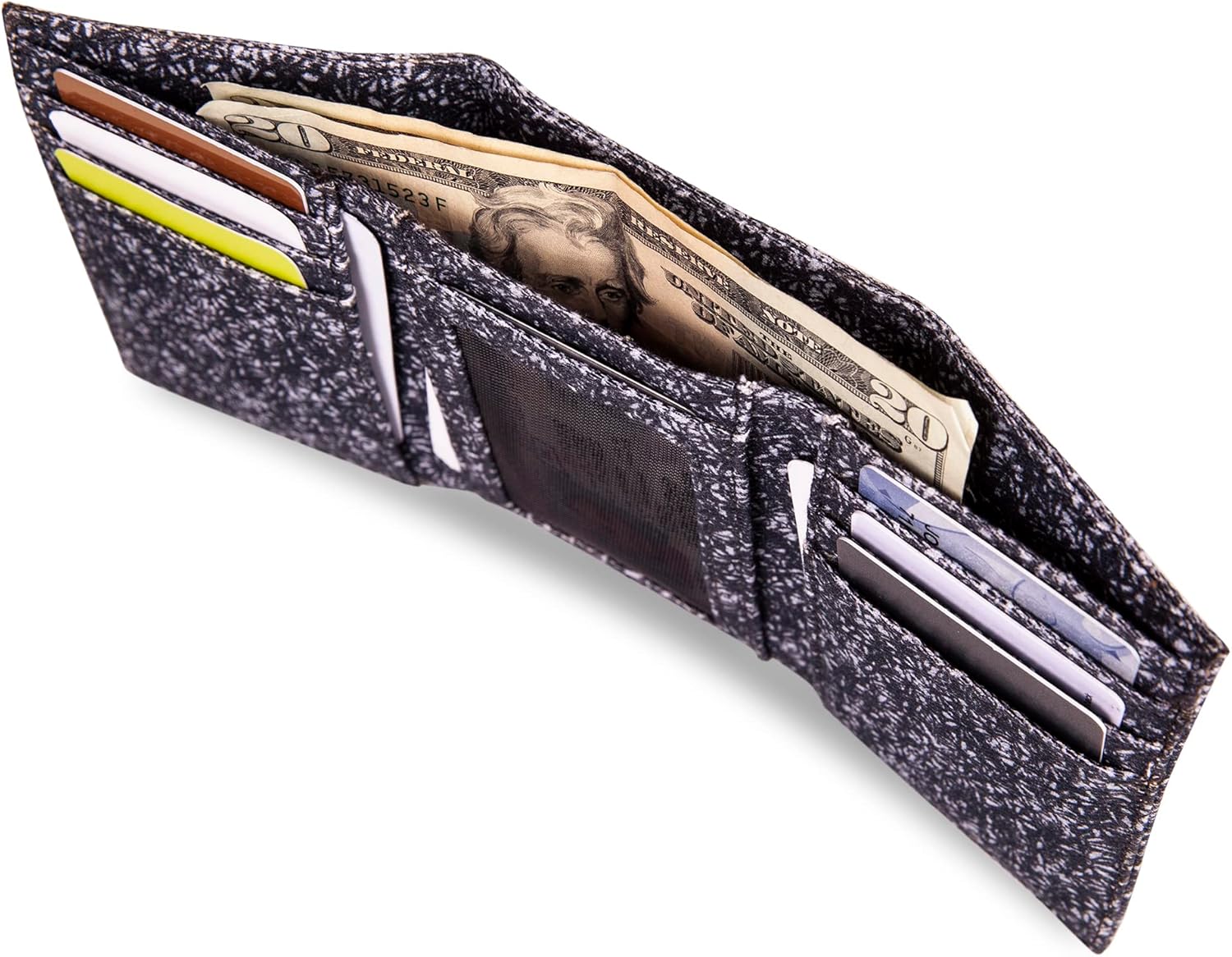 Eddie Bauer Men's Fabric Trifold Wallet | Money Clip | RFID Protection | ID Window | Genuine Leather | EDC - Image 8