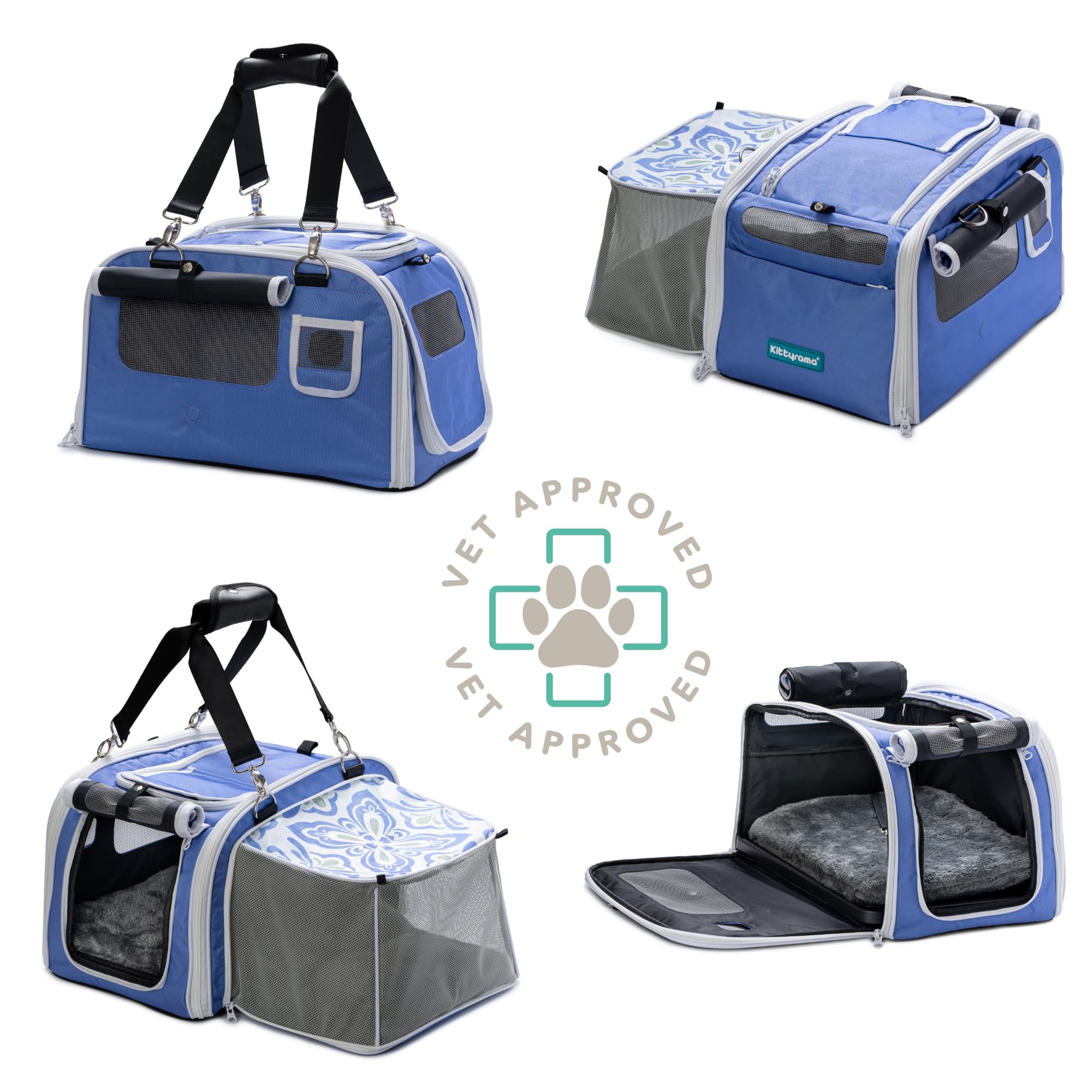 Kittyrama Soft-Sided Cat Carrier with Expandable Hideaway – Airline-Friendly Pet Travel Carrier, Top & Side Entry, Seatbelt Secure, Washable Mattress, Vet-Recommended Calming Den - image 3