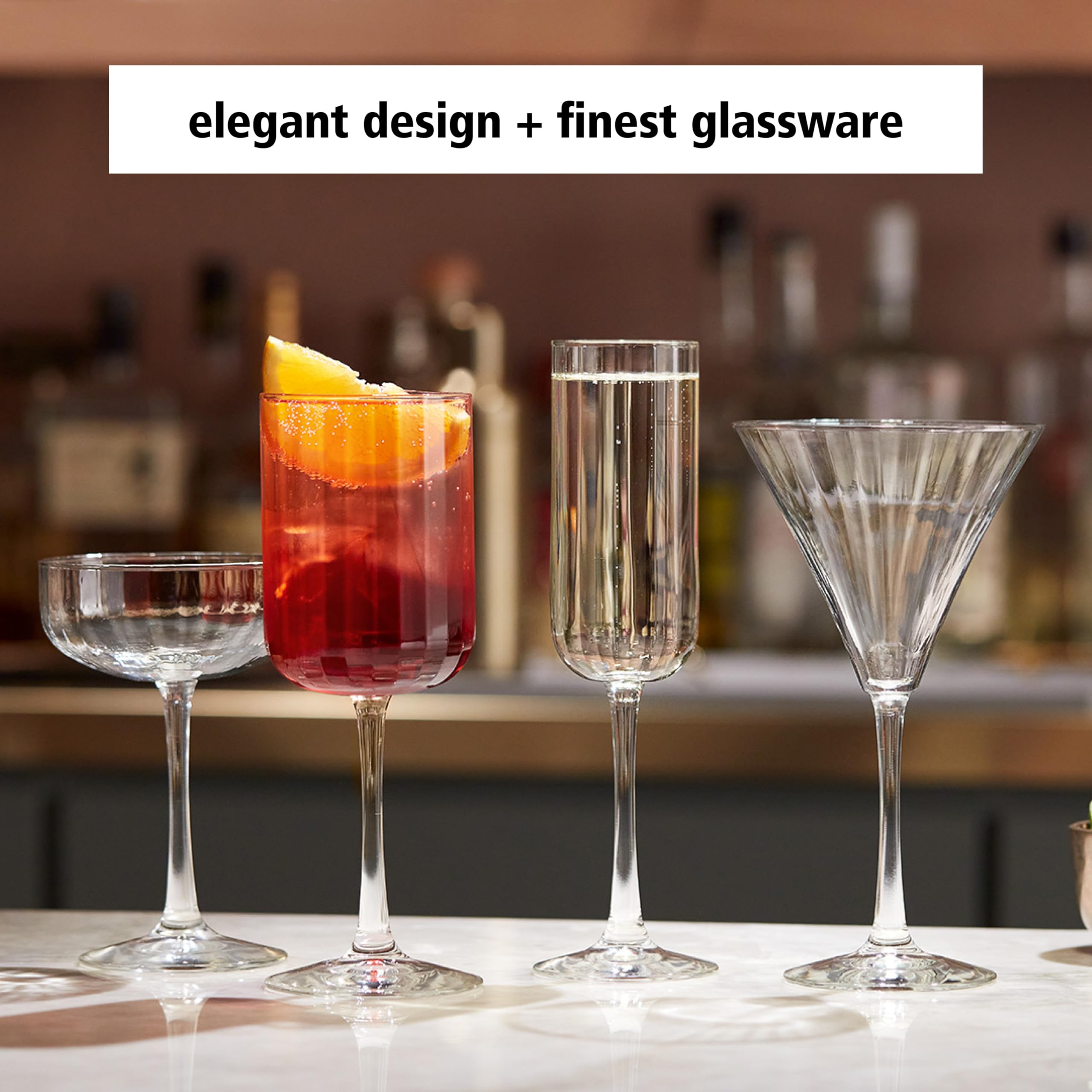 LIBBEY Trinkglas, Coupe "LINEAR", 251 ml, 12er Set, Kristallklares Pressglas, Cocktailglas