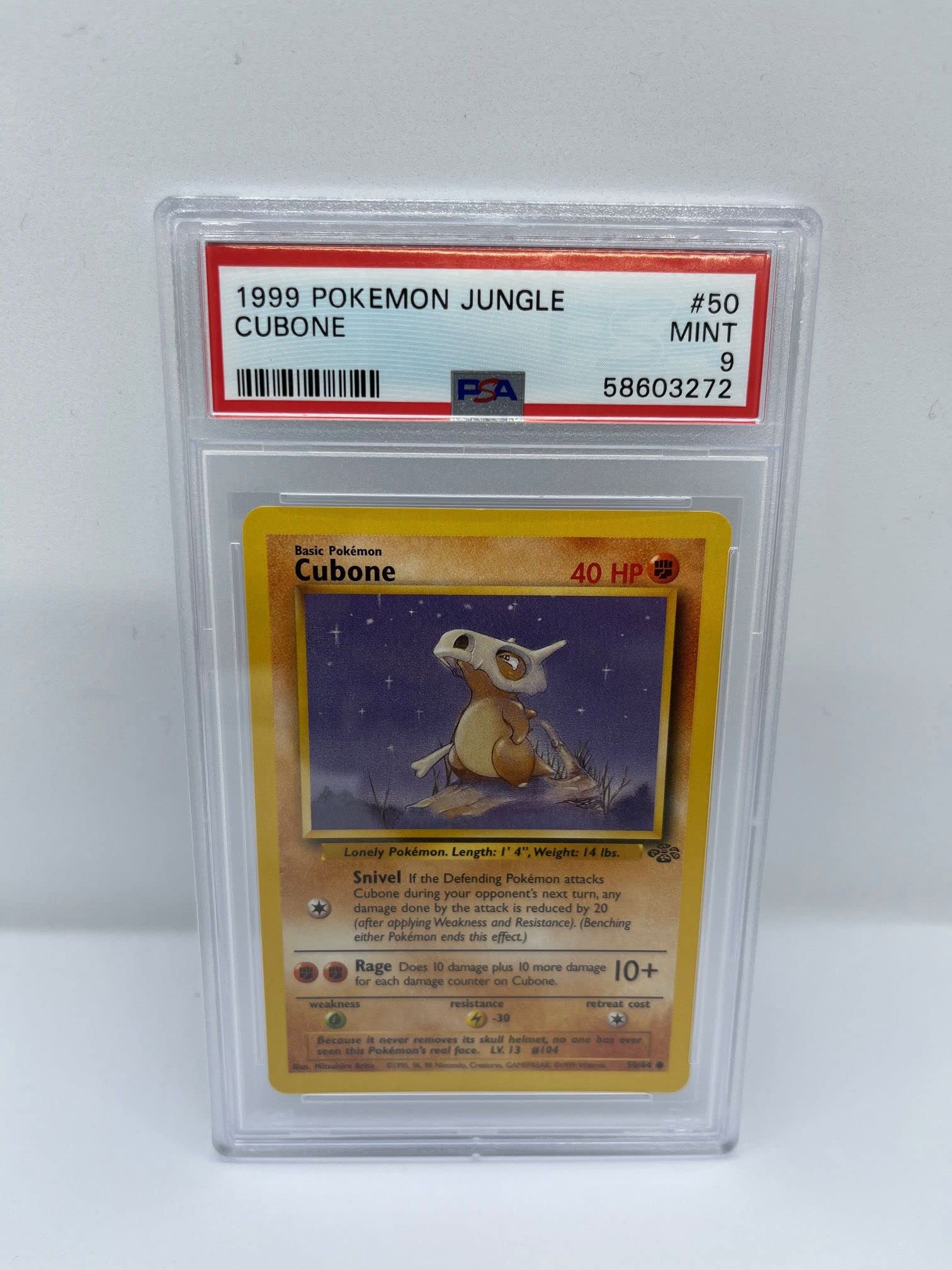 Cubone 50/64 PSA 9 Graded Common Pokemon Card (1999 Pokemon Jungle) +  TitanCards® Toploader : Amazon.co.uk: Toys & Games
