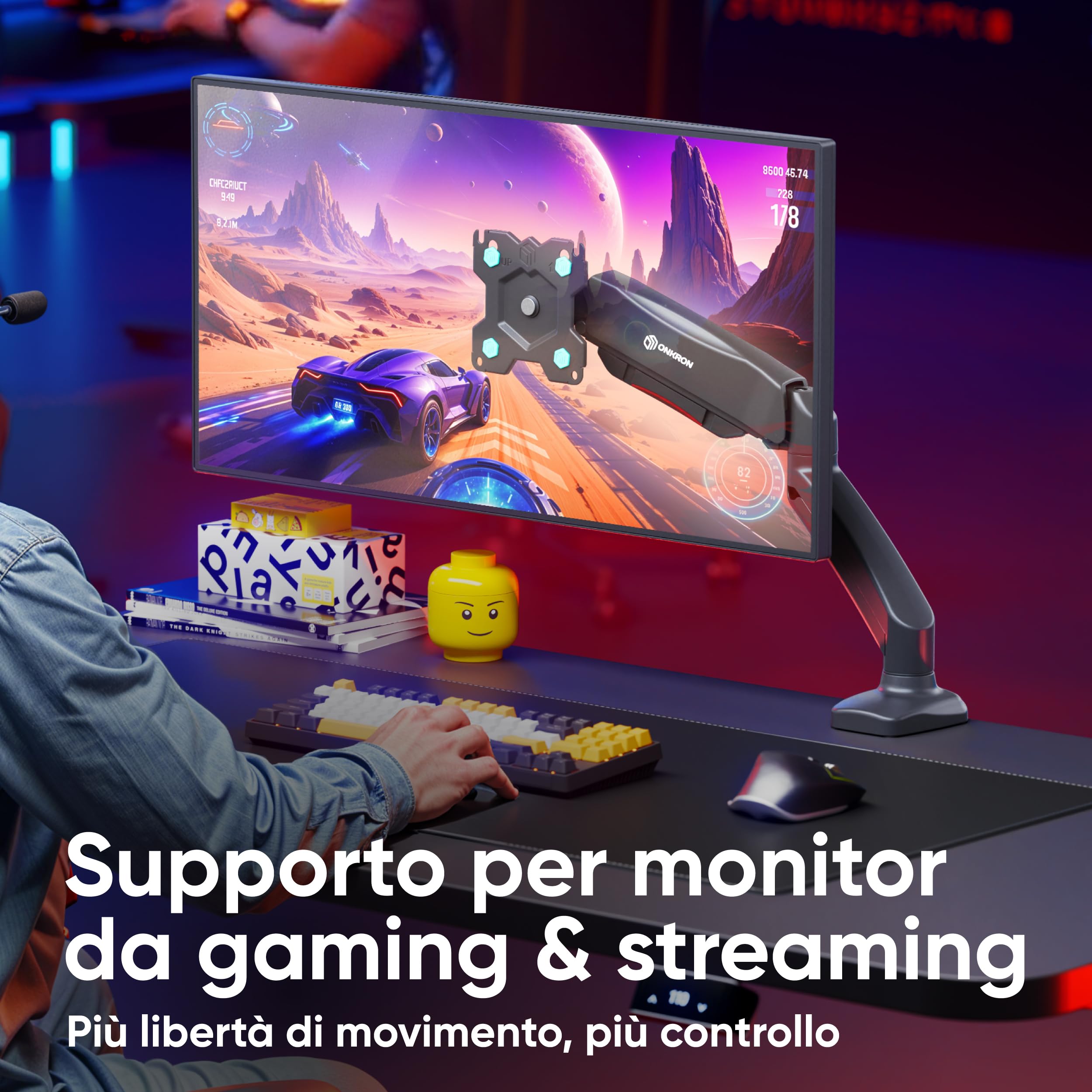 ONKRON Supporto Monitor da 13 a 32 pollici - Braccio Monitor Scrivania con Peso fino a 8 kg - Staffa Monitor Scrivania Universale con max VESA 100x100 mm/Supporto TV Girevole e Inclinabile G80-B Nero