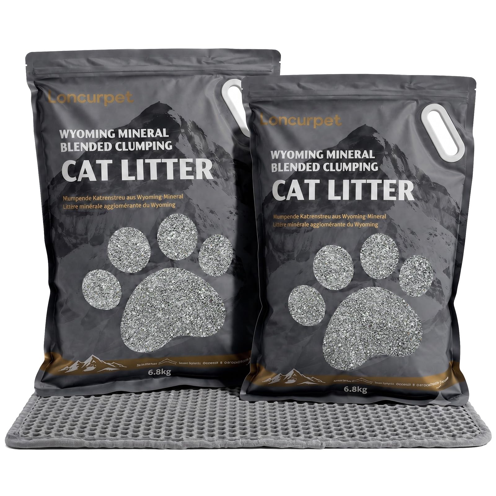 Loncurpet Long Lasting Clumping Cat Litter with Litter Trapping Mat 13.6kg