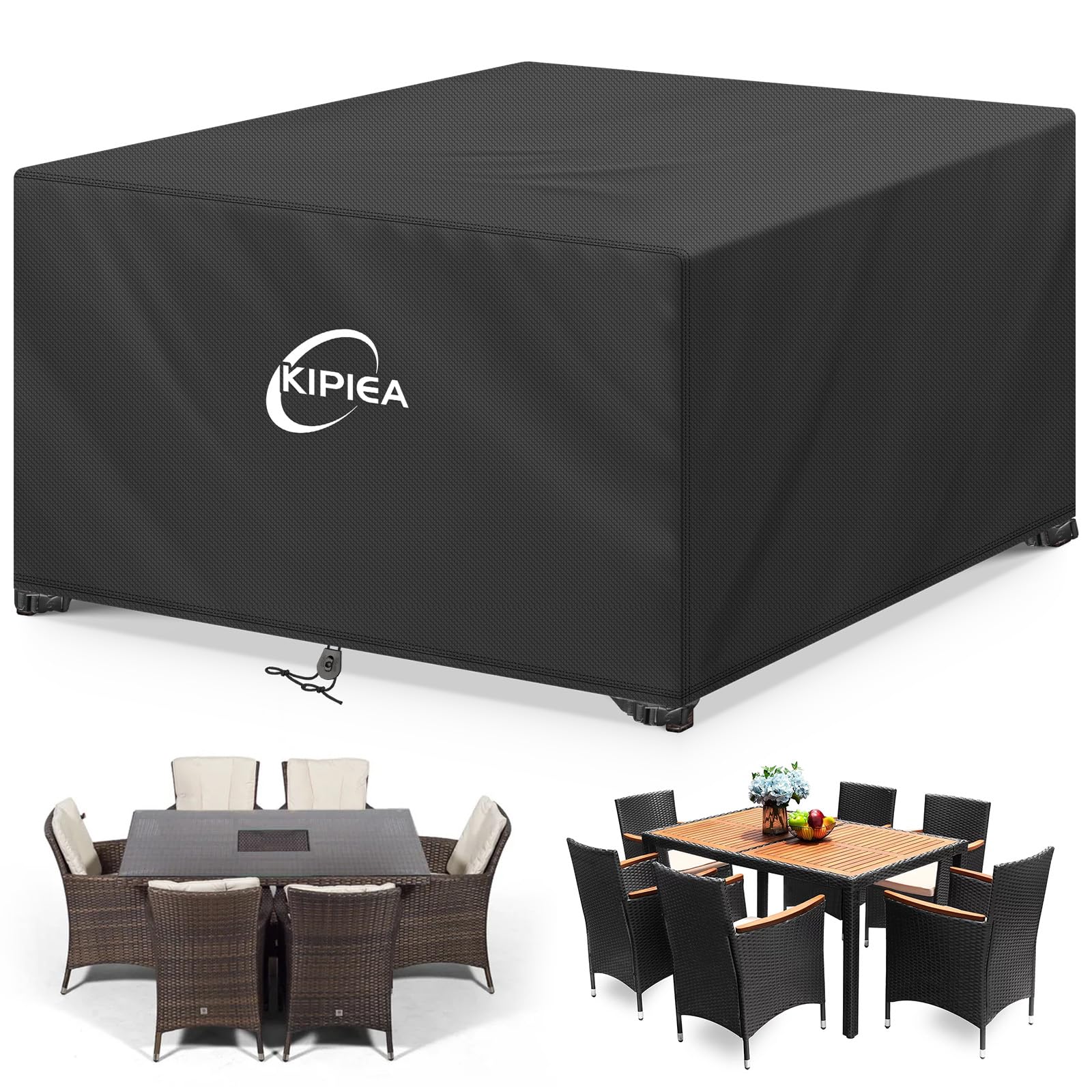 Kipiea Patio Furniture Covers Waterproof Winter, Heavy-Duty 420D Outdoor Patio Table Set Covers, Rectangular Outdoor Sectional Couch Covers (78" L x 58" W x 28" H) — view 11