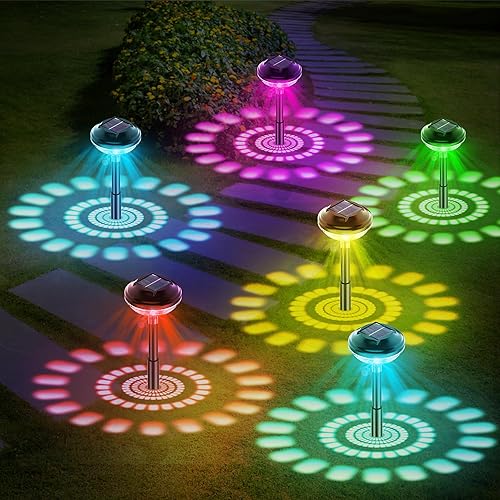 Paquete de 6 luces solares brillantes para exteriores, luces solares LED que cambian de color, luces solares impermeables para exteriores, luces