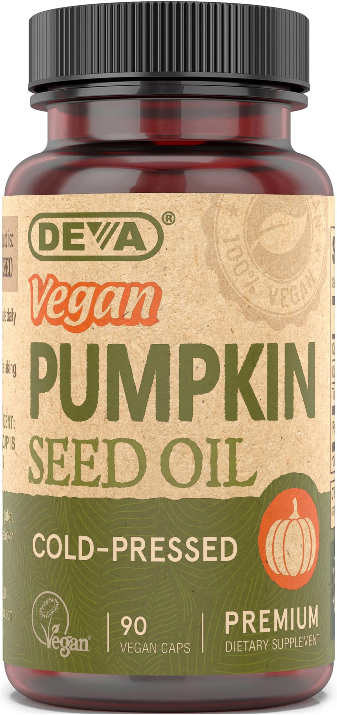 DEVA Nutrition Vegan Pumpkin Seed Oil 500 mg, Cold-Pressed & Unrefined - 90 Capsules, 1-Pack