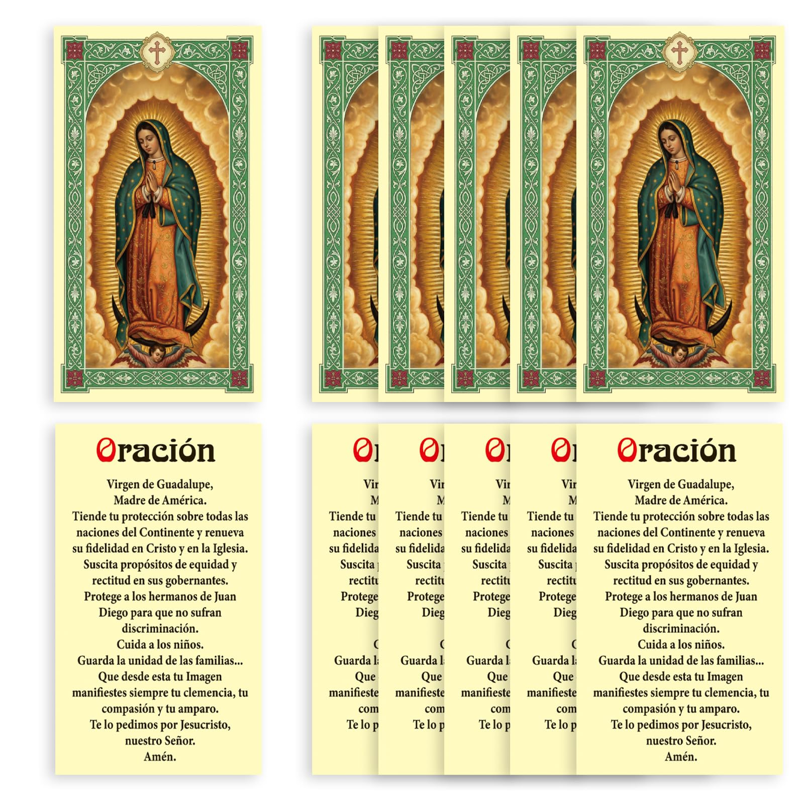 ESNOY 10 Pack Our Lady of Guadalupe Prayer Cards – Catholic Virgen De Guadalupe The Protector – Holy Card with Prayer Virgin Mary Estampitas Religiosas Católicas en Español