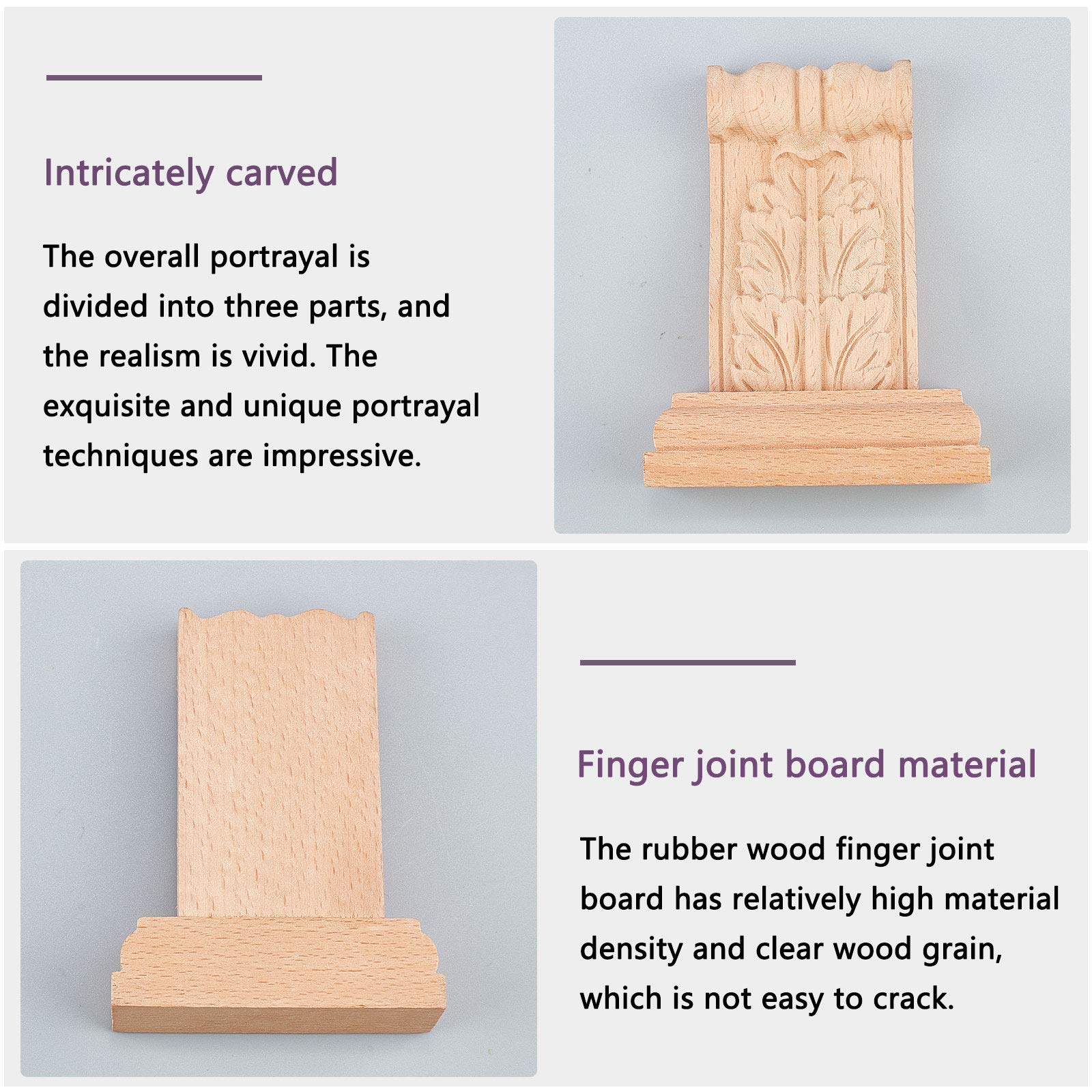 SUPERFINDINGS 2 Jegos Molduras Madera Calcomanía Parche de Madera Tallada para Muebles Marcos de Puertas y Decoraciones de Puertas de Armarios Apliques Tallada Esquina Onlay Muebles Sin Pintar