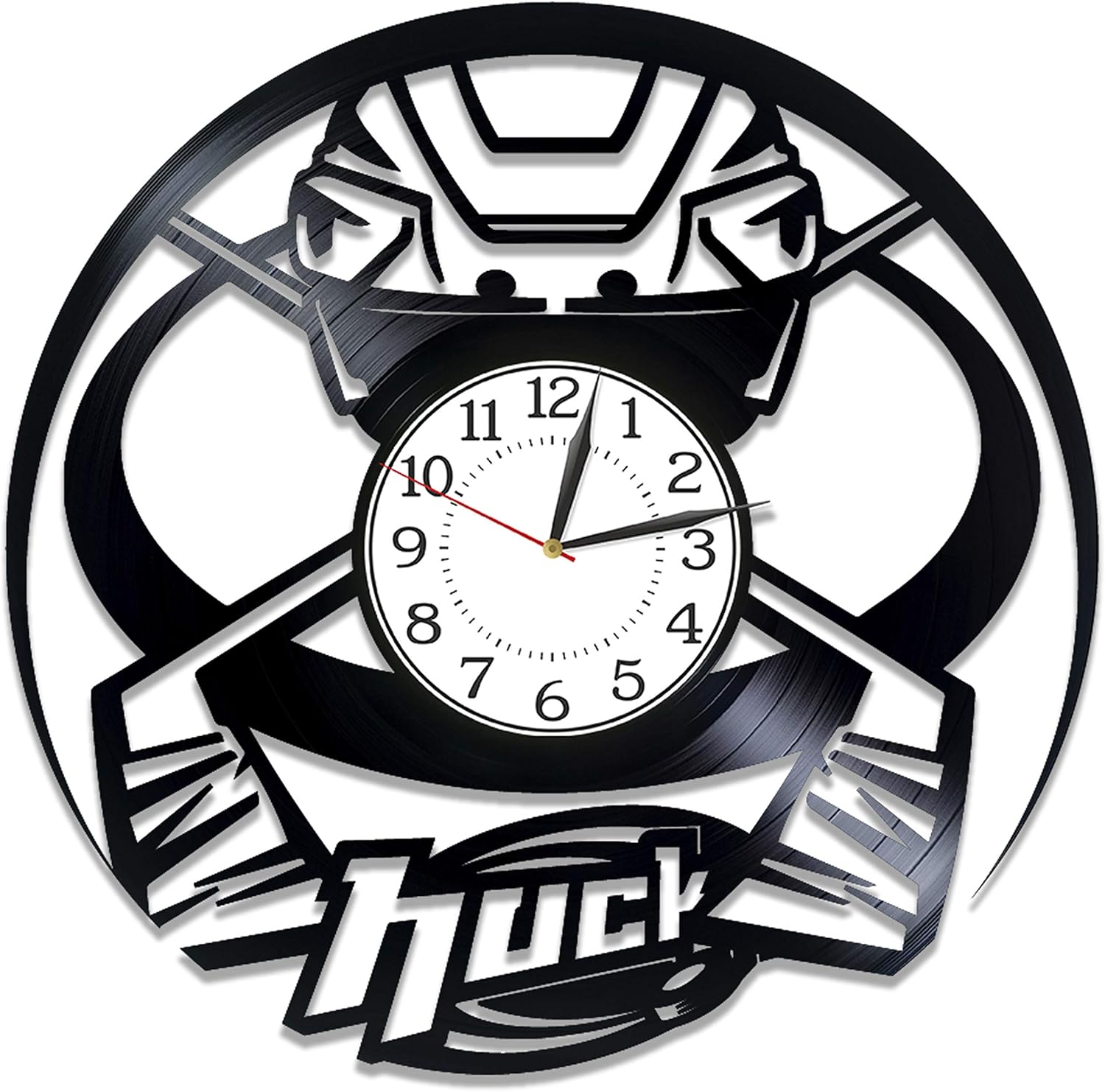 Ice Hockey Birthday Gift Idea for Fan Sport Vinyl Clock 12 Inch Hockey Original Home Decor Sport Vinyl Record Wall Clock Hockey Handmade Clock for Man