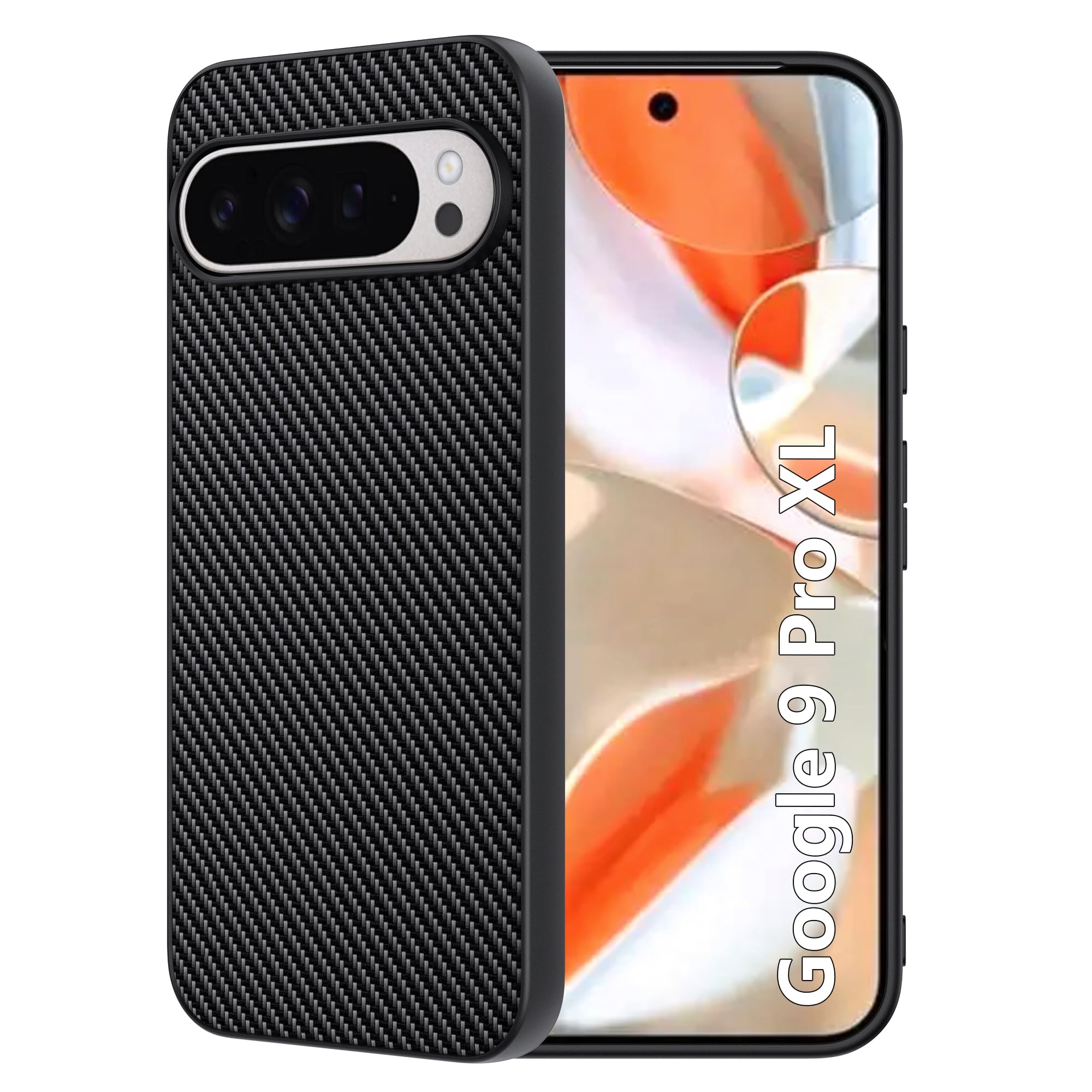 for Google Pixel 9 Pro XL Case,high qualit,PC Material Carbon Fiber,Scratch Resistant,FlexibleFull Protection,Anti-Skid-Black- Carbon Fiber case
