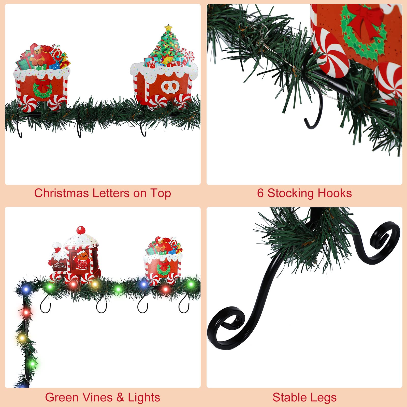 Lot De 4 Supports Chaussettes Noël - Crochets Métal Argenté