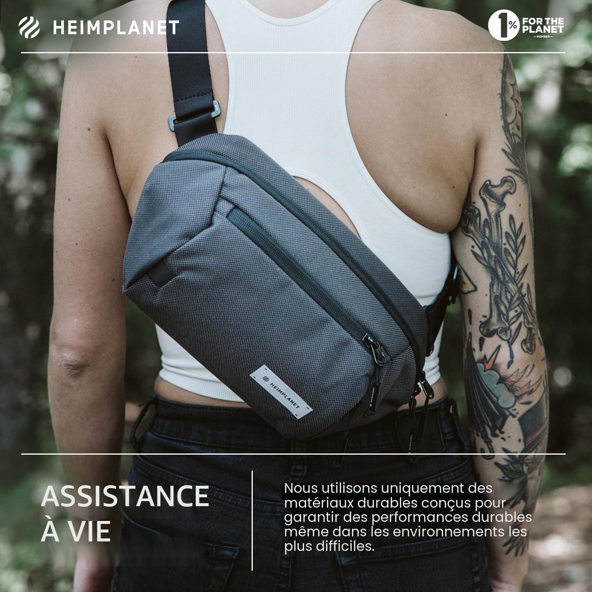 HEIMPLANET Original | Transit Line Sling Pocket XL | Sac Banane imperméable en DYECOSHELL de Haute qualité | Supporte 1% pour la planète (Castlerock)