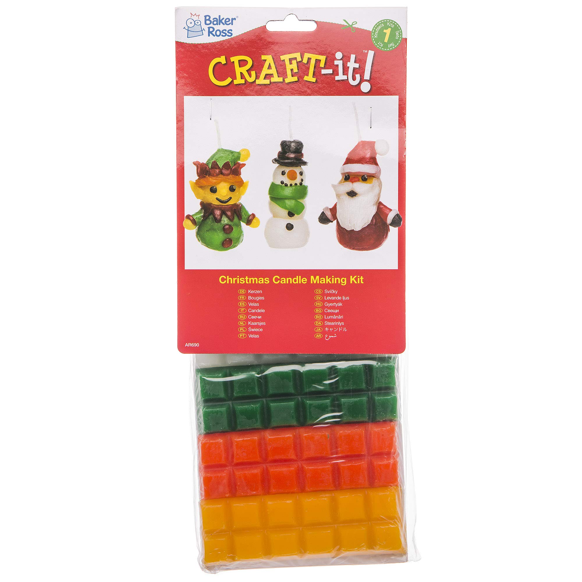 🕯️ Kit Baker Ross Para Crear Velas Navideñas | 240 G De Cera En 6 Colores | Manualidad Infantil Con Supervisión | Hasta 15 Velas