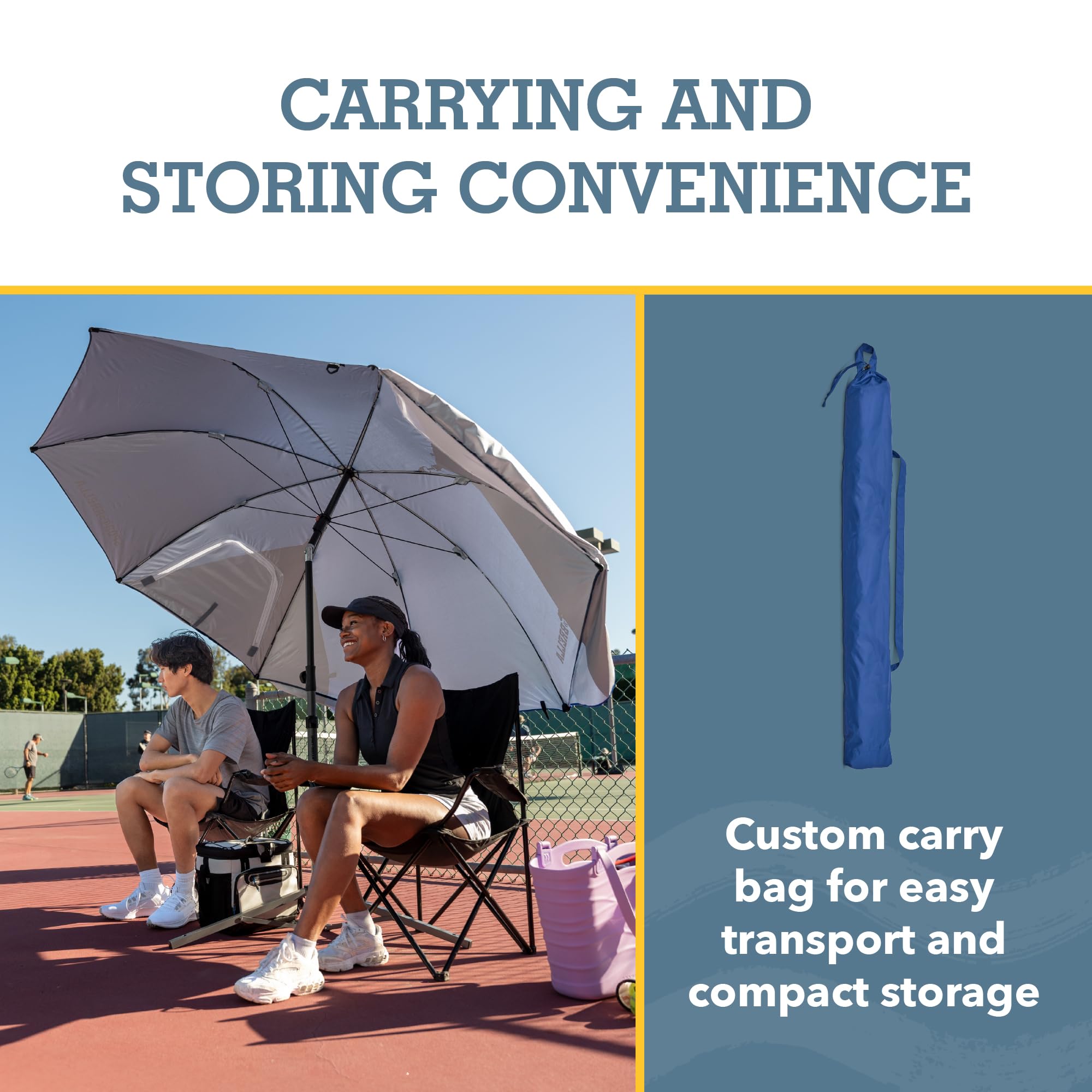Sport-Brella Premiere UPF 50+ Umbrella Shelter for Sun and Rain Protection (8-Foot), Premiere Blue