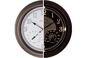 CLXEAST 18"" Illuminated Atomic Outdoor Clock with Temperature & Humidity, Large Waterproof...