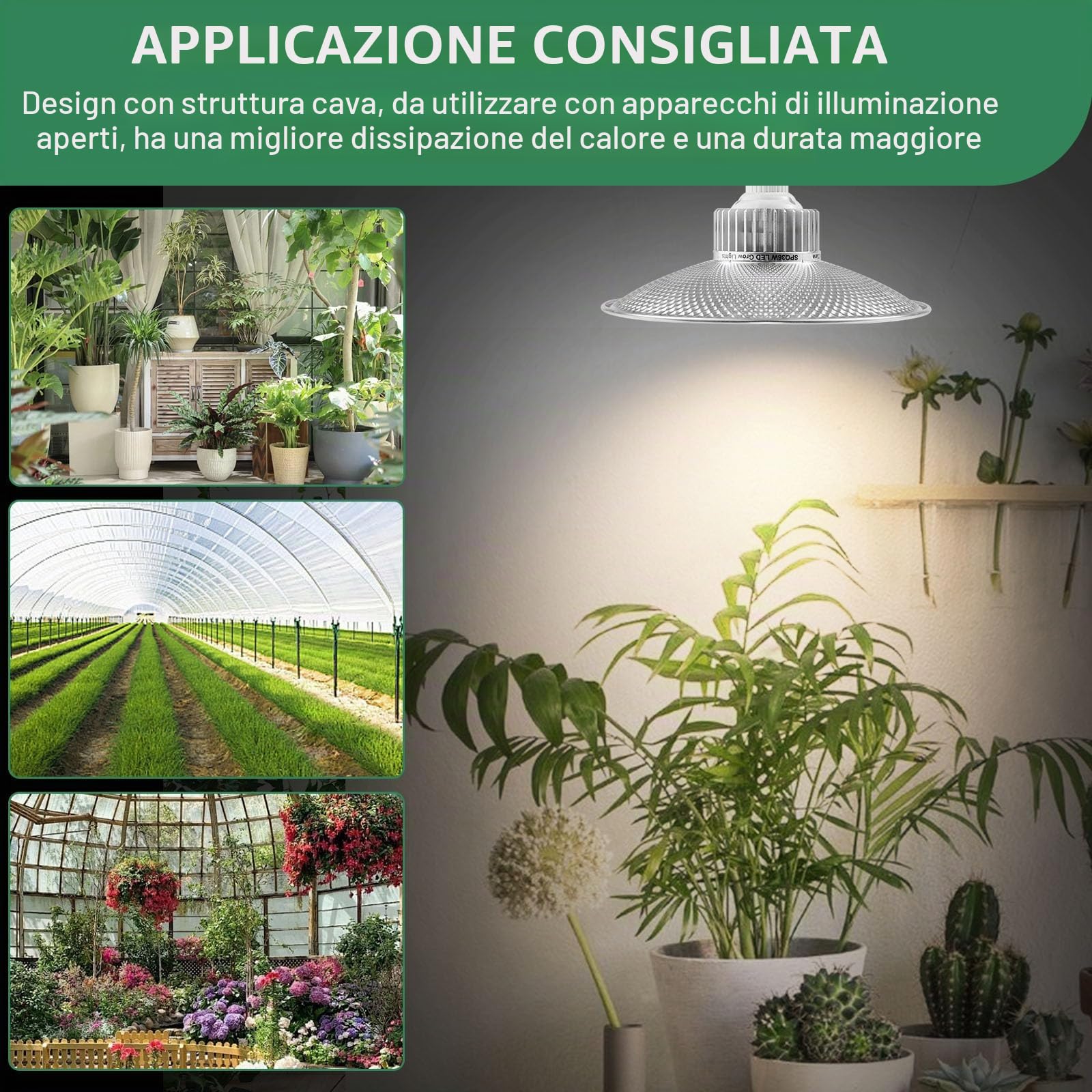 Lampada a LED da 36 W, a spettro completo, E27, 400 W, equivalente Grow Light, 4100 K, lampada a LED per crescita Full Spectrum con alto PPFD per piante da interno, fiori, frutta e verdura