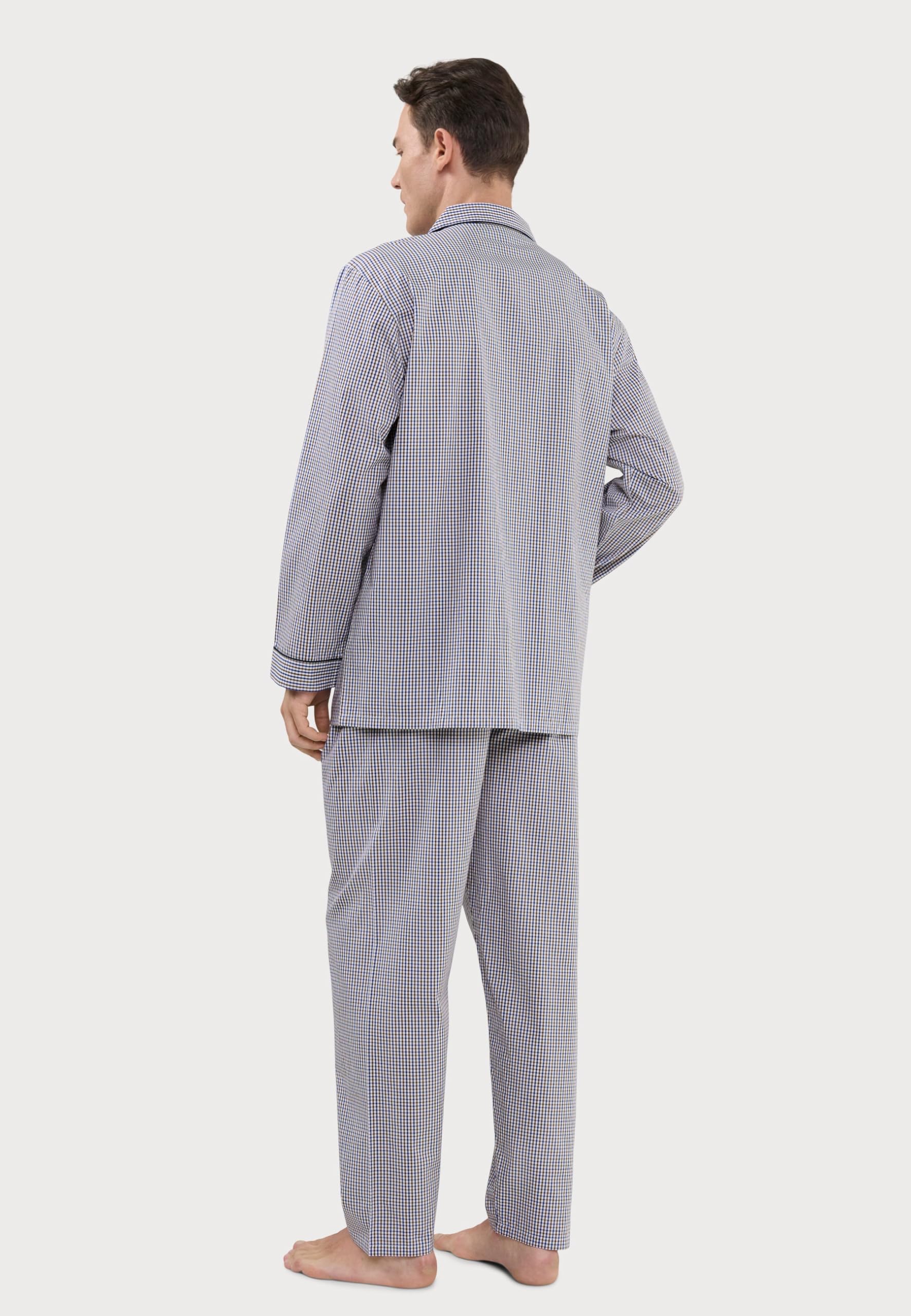 El Búho Nocturno Pigiama Uomo Lungo Cotone 100% - Popeline Set Classico Due Pezzi Giacca Maniche Lunghe Bottoni - Abbigliamento Notte Ospedale Leggero Autunno Estate Taglie Forti - Beige 2991, XXL