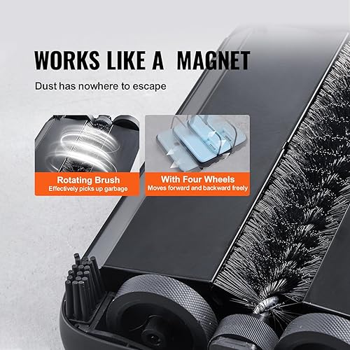 Miniatura 3 de VEVOR Barredora manual de alfombras, barredora de suelo con capacidad de cubo de basura de 10.1 fl oz, fácil de vaciar, ancho de limpieza de 6.7