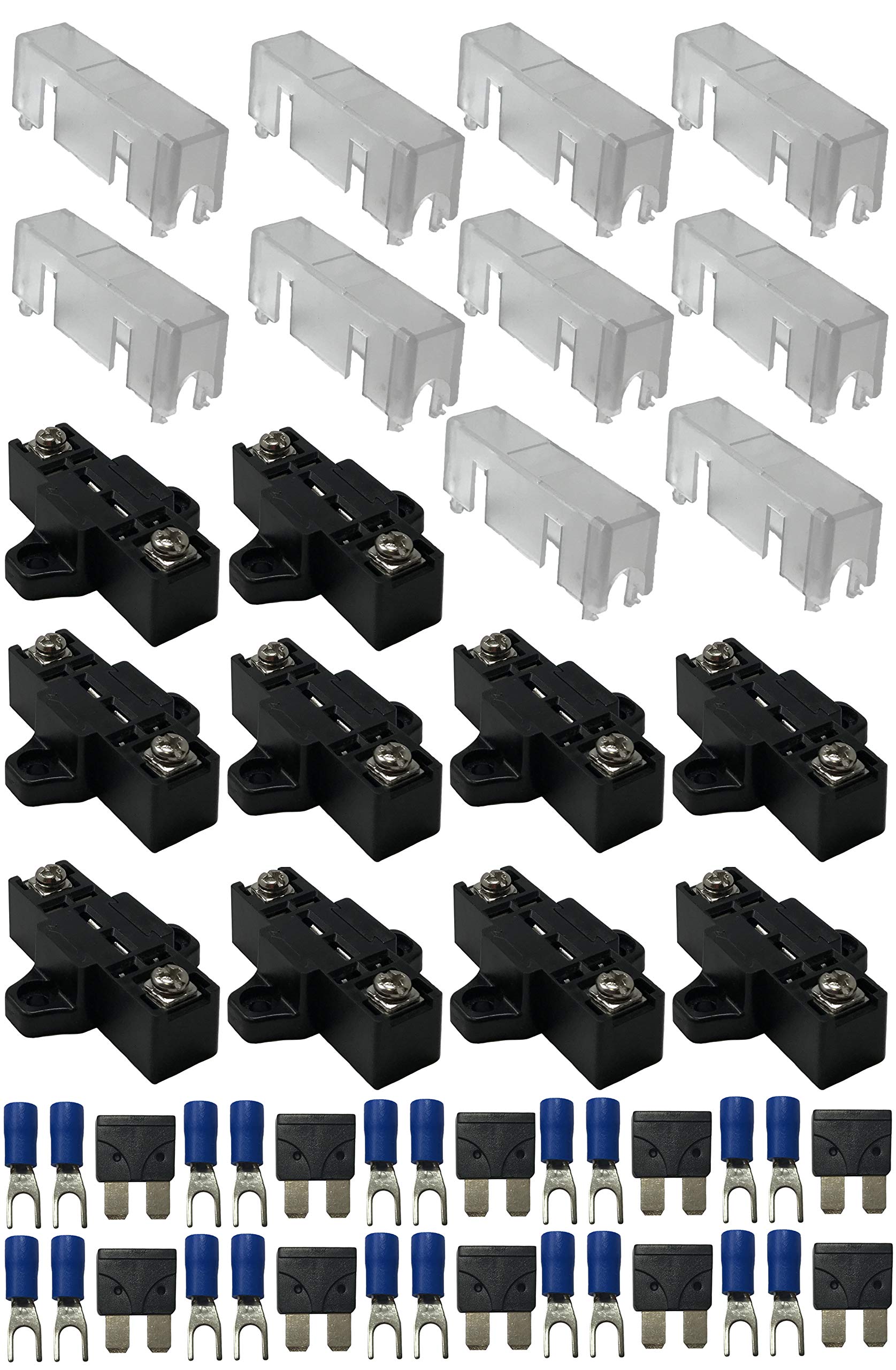 Sherco-Auto Stack-able Add-on in-line Fuse Holder Panel & Distribution Block for ATO/ATC & ATM/MIN Blade Fuses - Automotive Marine Car Boat RV (10)