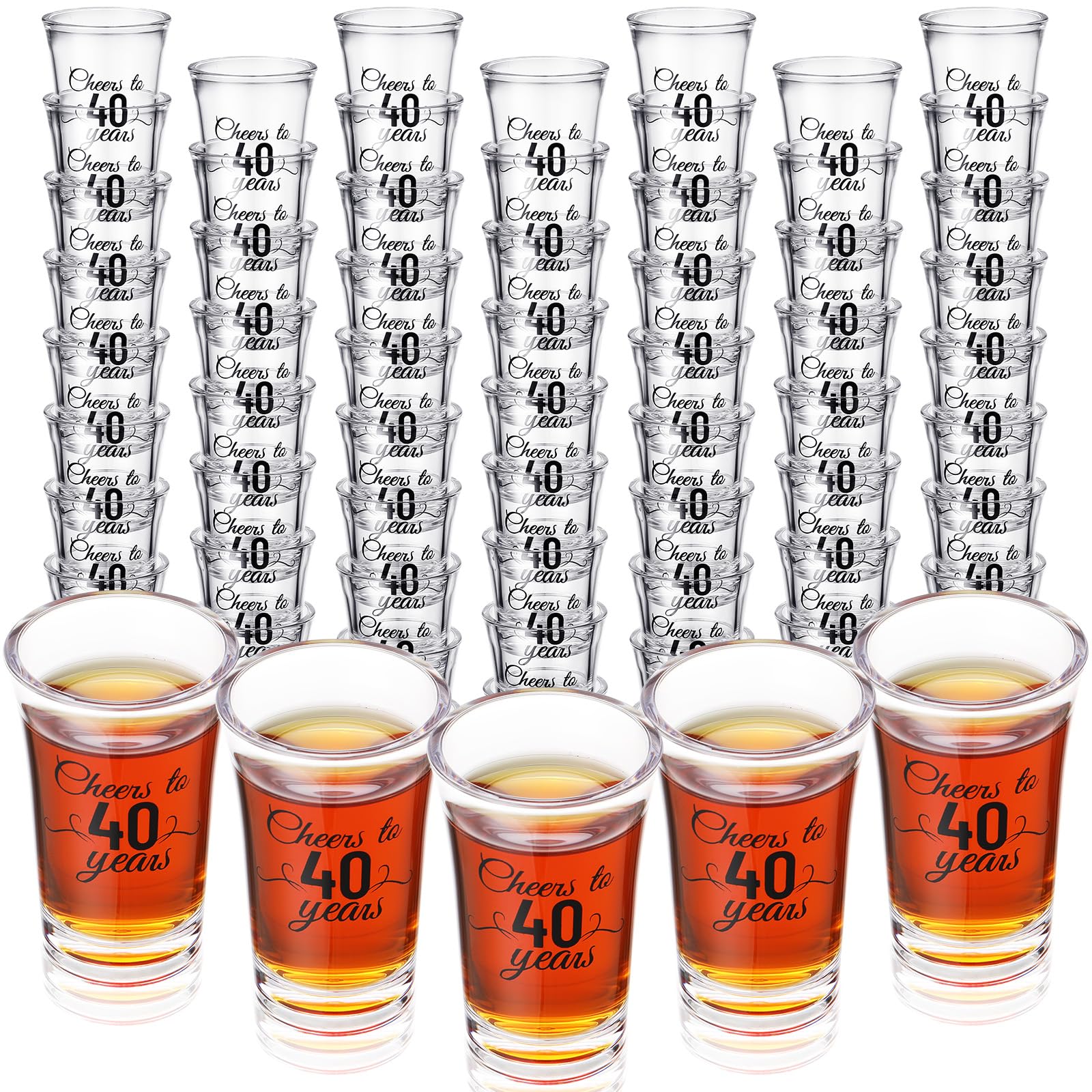 Verres à shot 40e anniversaire Hushee en vrac de 40 ml pour fête lot de 100