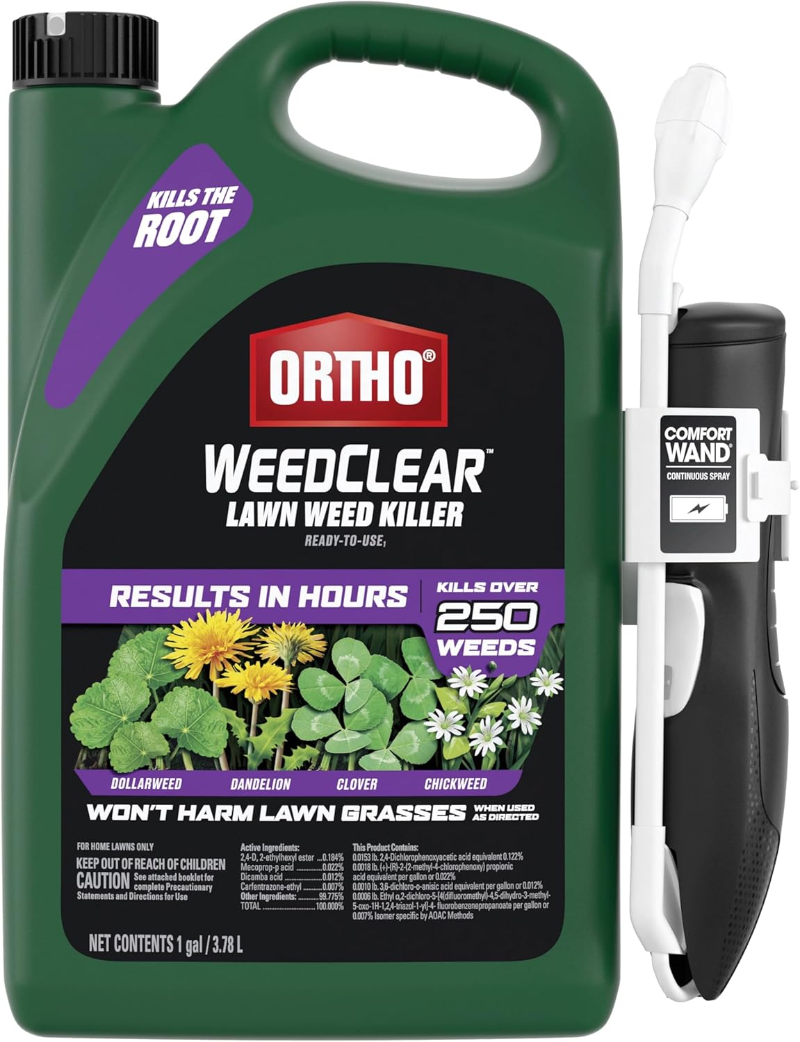 Ortho WeedClear Lawn Weed Killer Ready to Use1 with Comfort Wand - Weed Killer Spray, Kills Dandelion and Clover, For Southern Lawns, 1 gal.