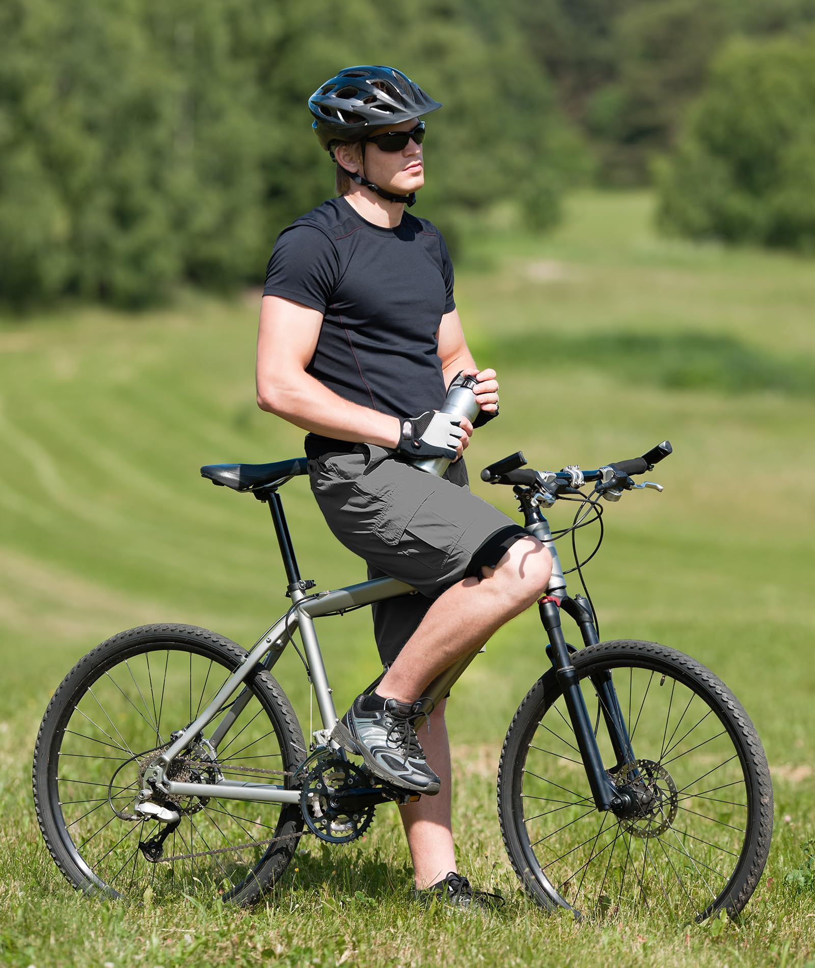 JACKETOWN Kurze Hosen Herren Cargo Shorts Baumwolle Bermuda Shorts Herren Sommer Freizeithose Elastische Taille mit Taschen