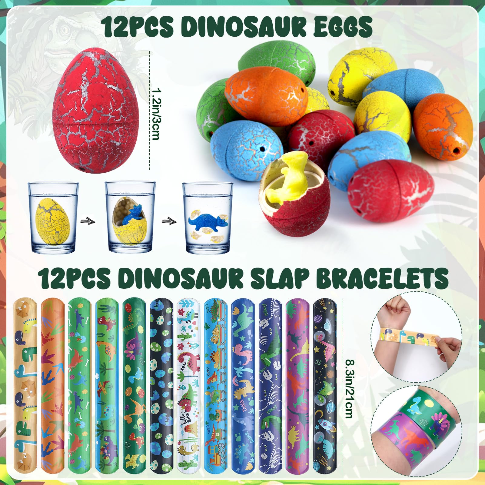 Cleboen 108Pcs Gadget Dinosauri Compleanno Ragazzo Dinosauri Uovo Maschera Borse di Tela Palloncino Segnalibro DIY Etichetta Sacchetti Compleanno Regalini Fine Festa Compleanno Dinosauri Bambini