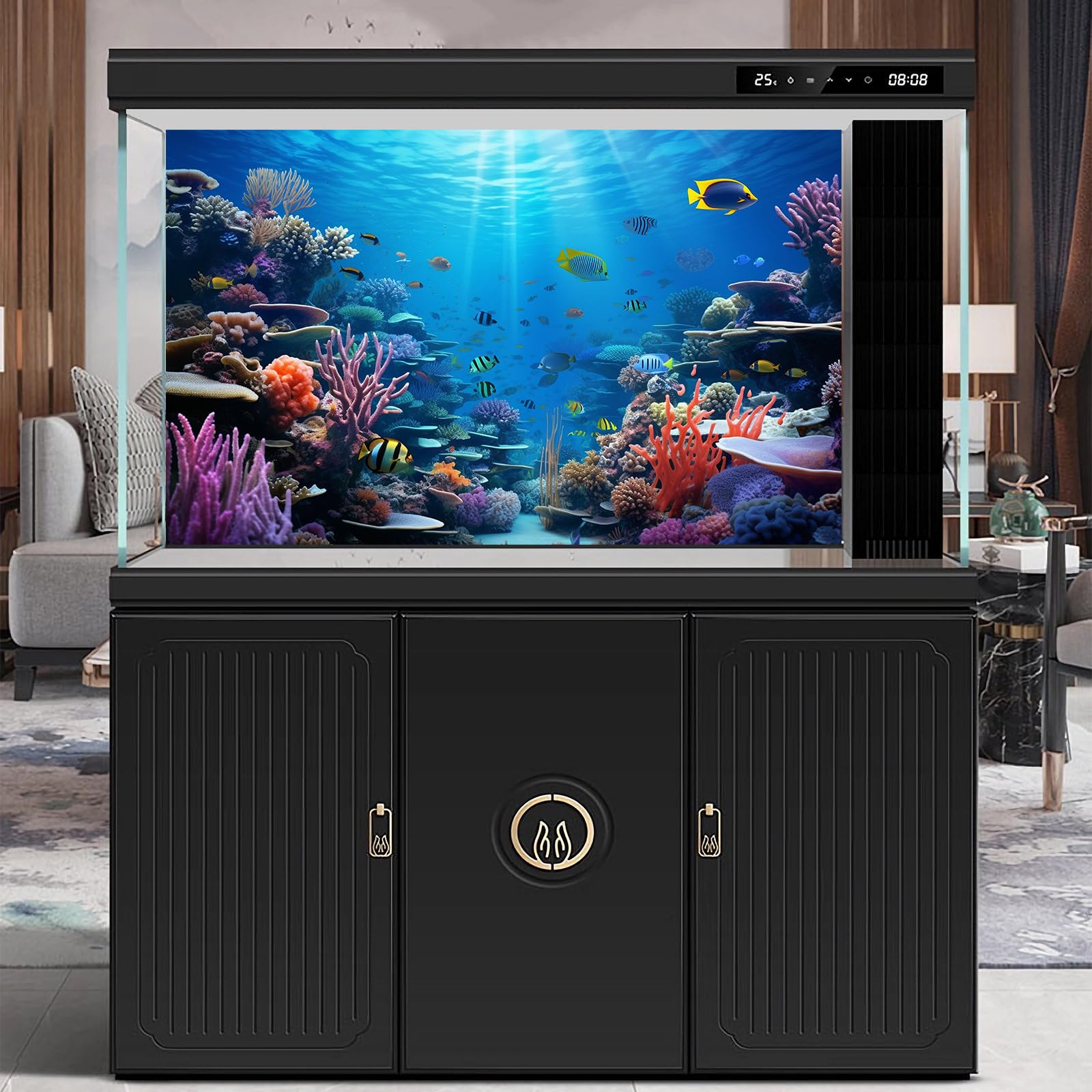 Fondo de acuario bajo el mar, arrecife de coral subacuático, panorámica, fondo de pecera, océano, mundo submarino, terrario, decoración de fondo de peces tropicales, decoración de acuario submarino,