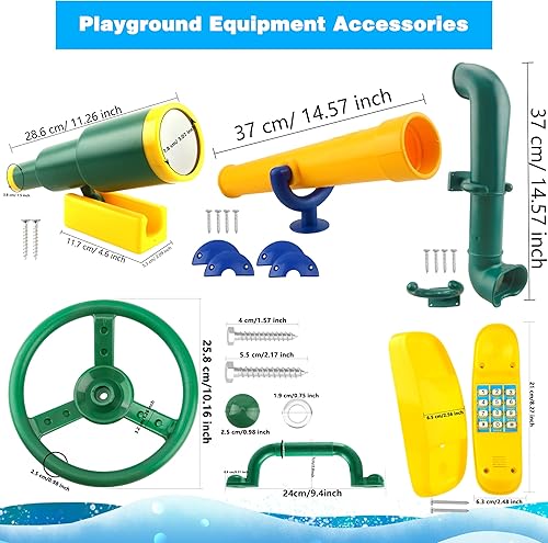 Miniatura 2 de Juego de 11 piezas de columpio para patio de recreo, accesorios de plástico para volante pirata con asas de seguridad, telescopio, periscopio,