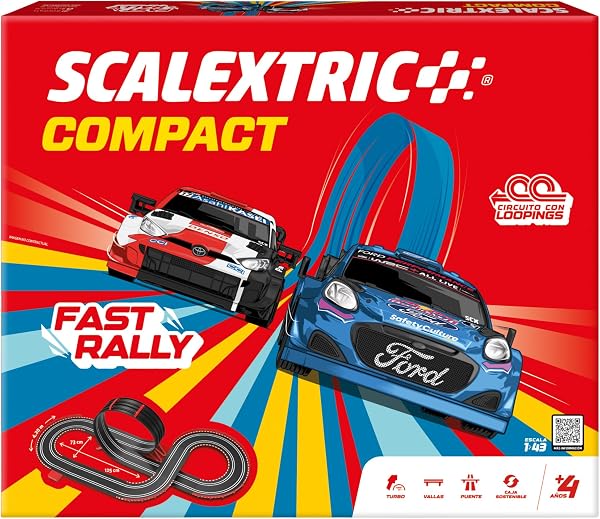 El SCALEXTRIC Circuito Compact Fast Rally ofrece diversión instantánea para toda la familia.