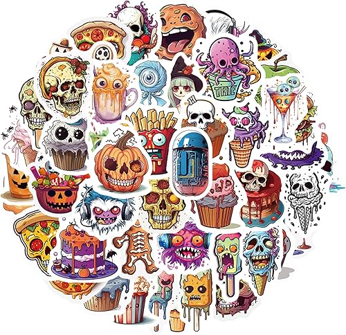 Calcomanías de decoración de Halloween para niños, bonitos regalos de Halloween, 50 calcomanías de vinilo impermeables para botellas de agua,