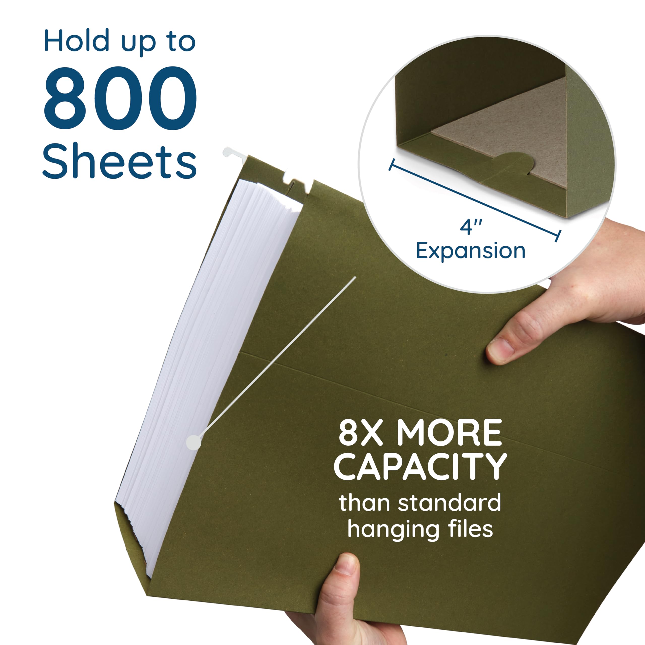 50 Extra Capacity Hanging File Folders, Heavy Duty, 2