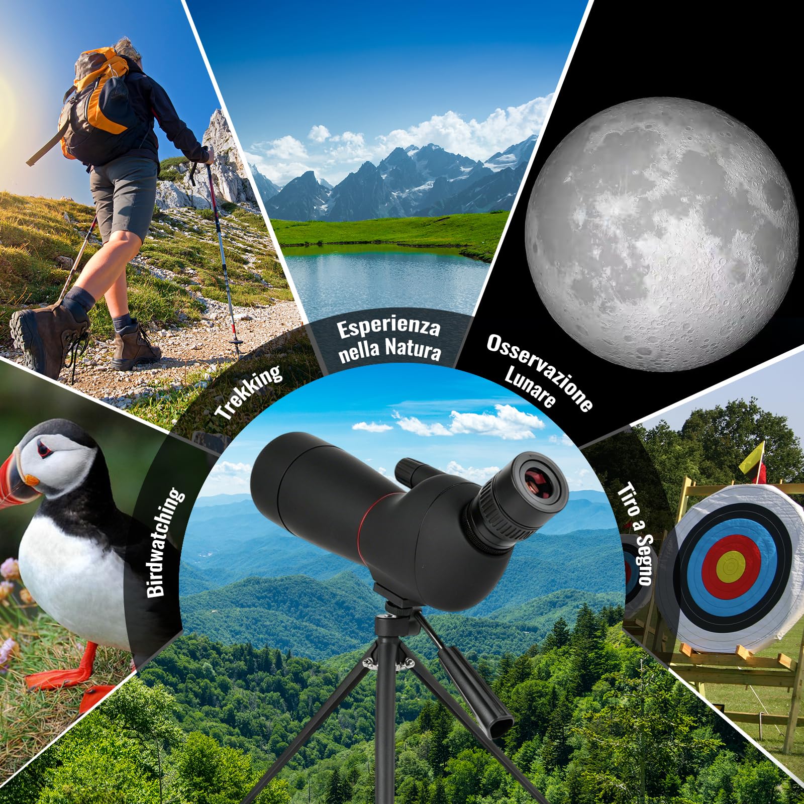 20-60x60 Cannocchiale con Treppiede, Leggero, Birdwatching