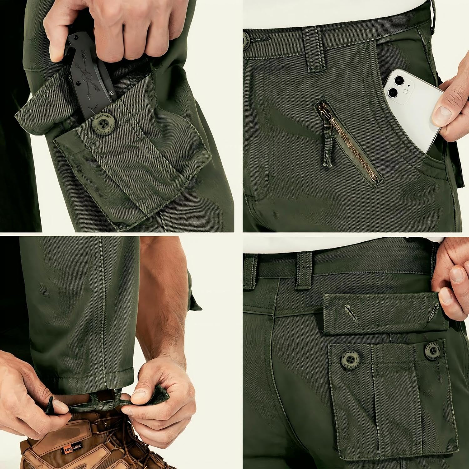 Men's BDU Casual Military Pants, Combat Camo Cargo Work Pants Fit Outdoors Tactical Wild Army Hunting Baggy 8 Pockets No Belt - Image 2