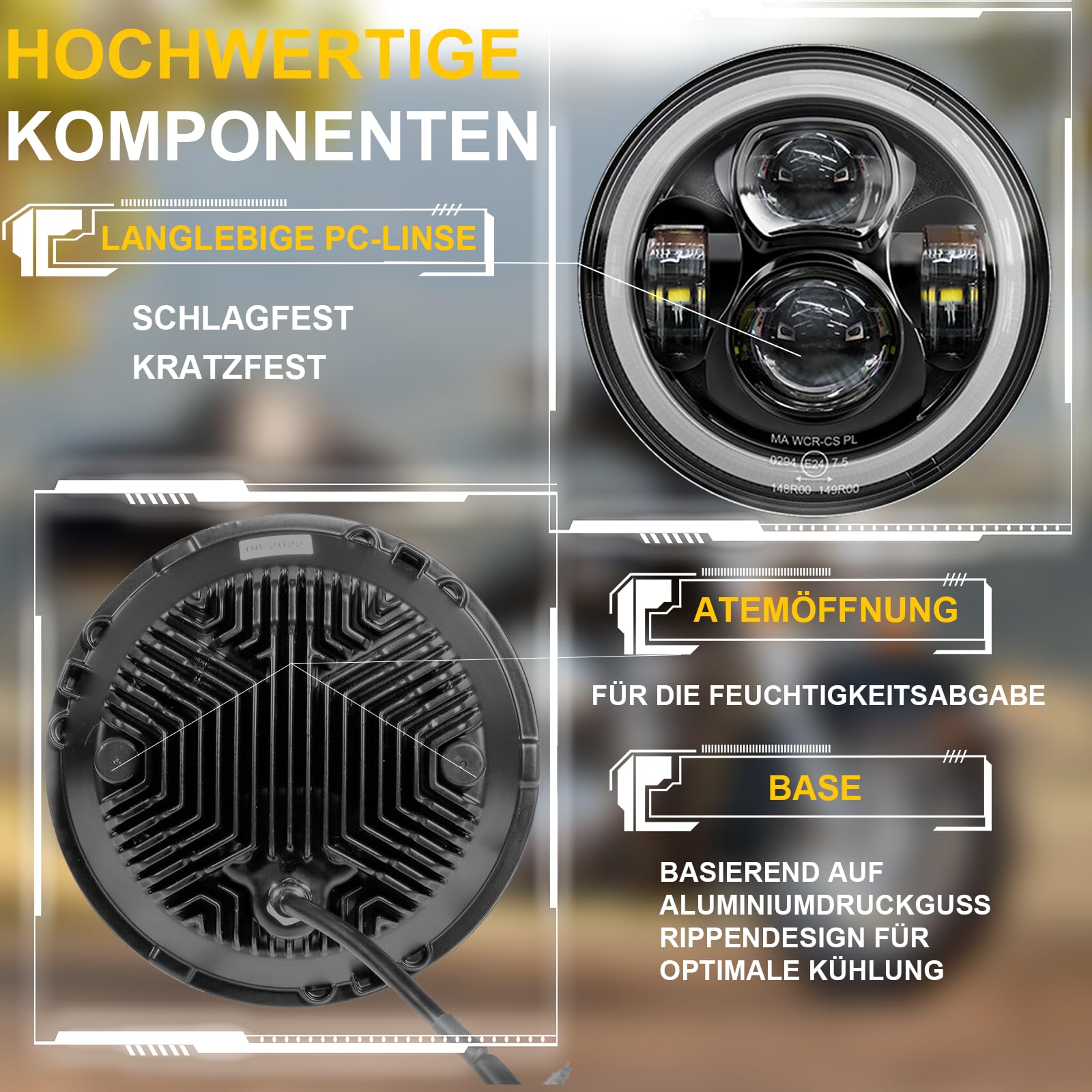 7 Zoll LED Scheinwerfer E-geprüft Motorrad mit Tagfahrlicht Projektions Scheinwerfer für Harley Davidson Street Glide Road King Special Electra Glide Ultra Classic Fat Boy