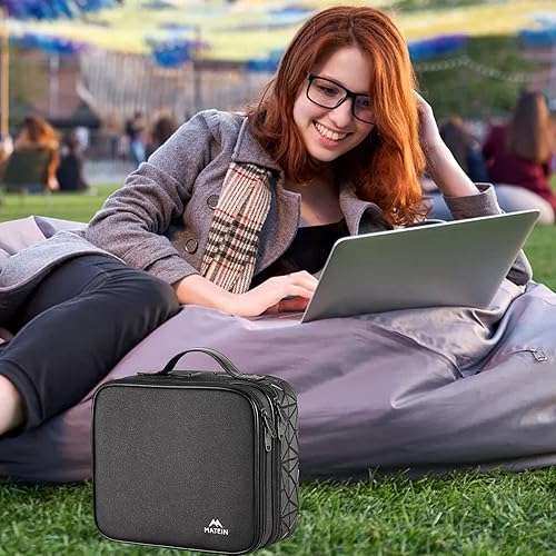Miniatura 3 de Bolsa organizadora de cables, almacenamiento electrónico de viaje impermeable con ajustable, a prueba de golpes, portátil, de doble capa, bolsa de