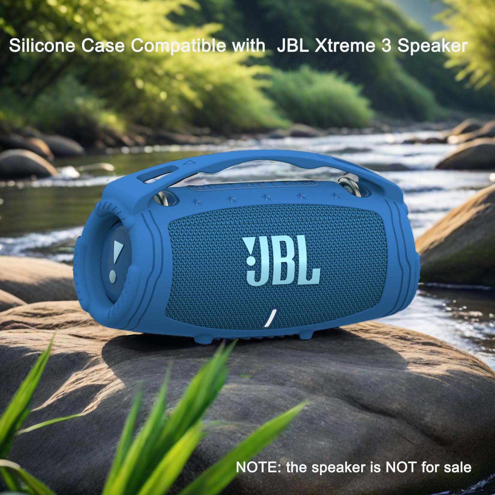 Funda de silicona para altavoz Bluetooth portátil JBL Xtreme 3 | Funda protectora suave para JBL Xtreme 3 con asa, a prueba de golpes y arañazos (azul)