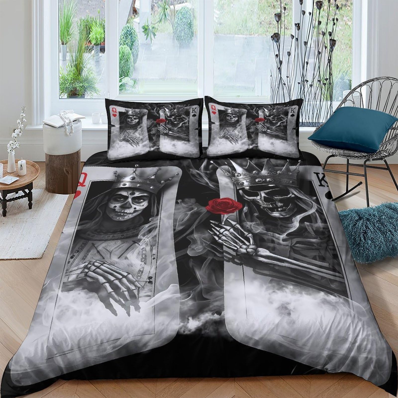 Ctjqhvkz Style-7 3D Printed Grim Reaper Fitted Sheet Microfiber Soft Gothic Skull Bed Cover For Bedroom Decor Protection Single（135X200cm）