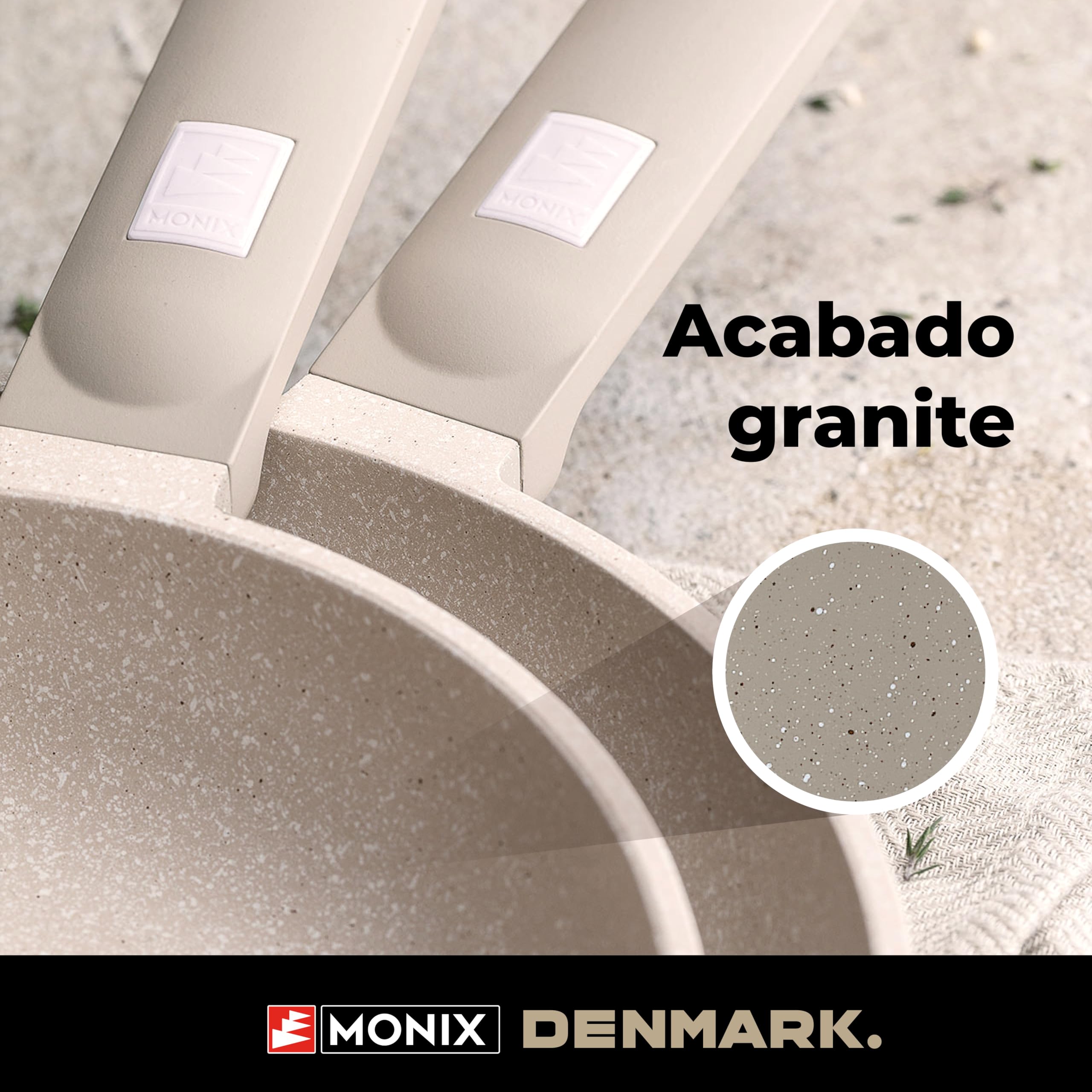 MONIX Denmark | Bateria de cocina 10 piezas, Aluminio Fundido con Antiadherente, Apta para todo tipo de Cocinas incluida Inducción