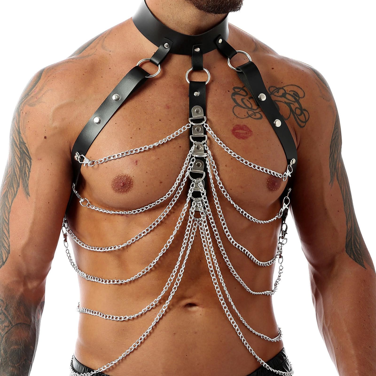 BDSMLOVE Imbracatura in pelle per uomo, Lingerie Sissy per uomo Fetish Intimo sexy, Abbigliamento da festival Intimo gay Lingerie erotica Dessus per sesso maschile